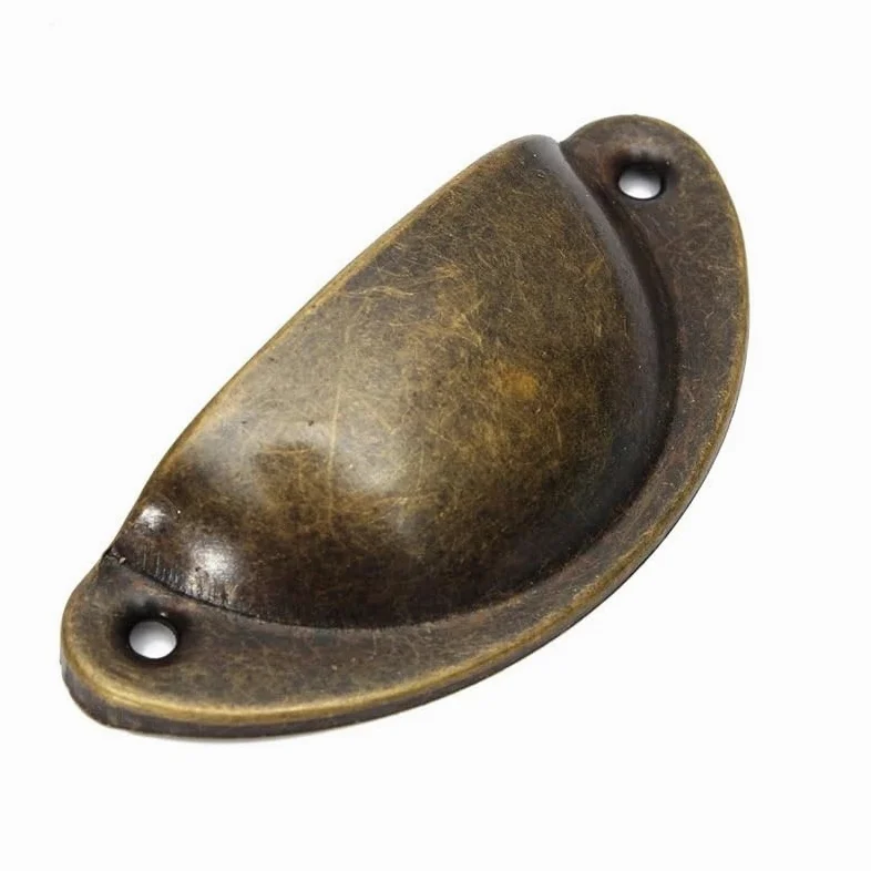 Maniglie for armadietti a conchiglia retrò in ottone antico da 20 pezzi(Brushed Green Bronze)