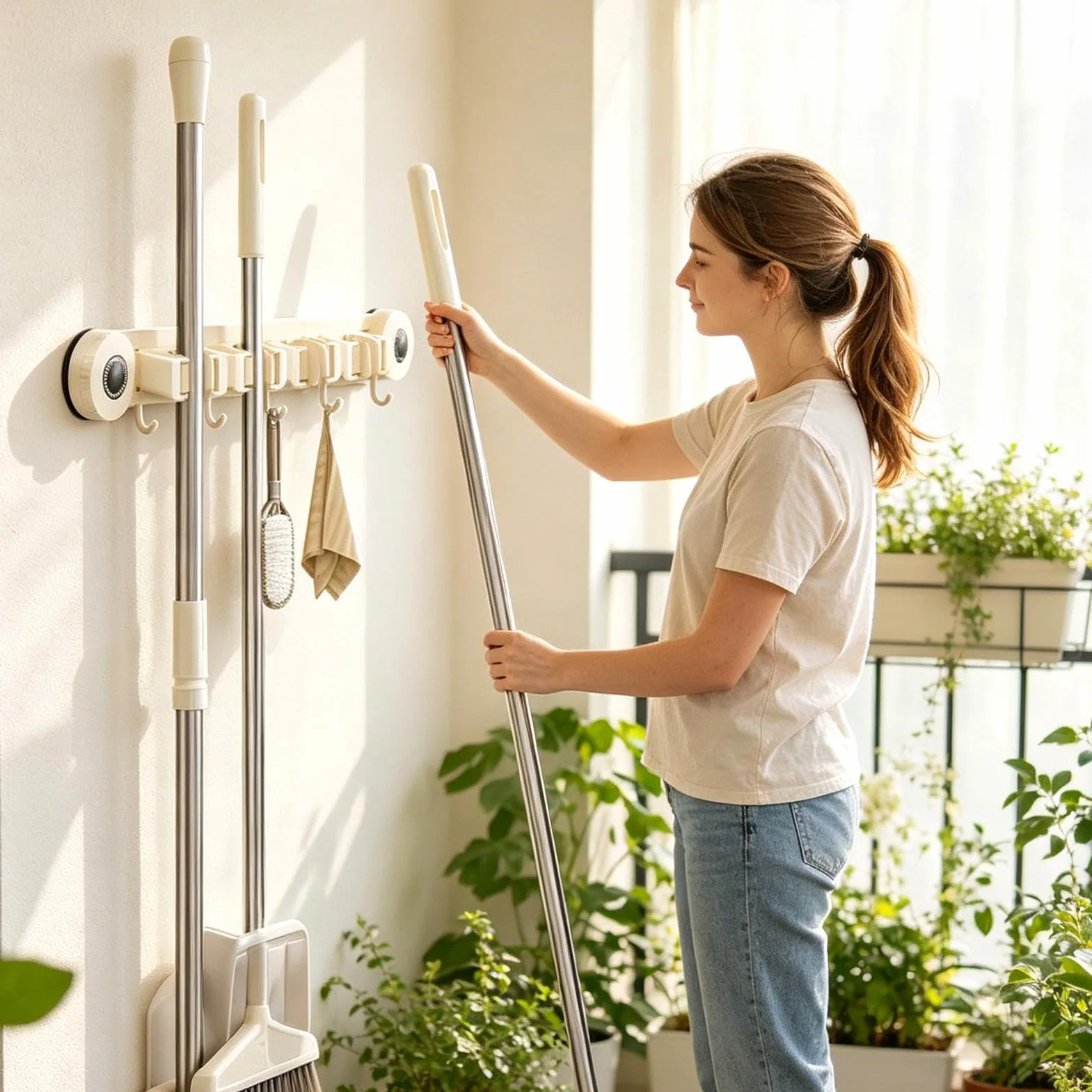 Porta Da Parete Supporti A Antiruggine Multiuso Resistenti A Carichi | Organizer Da Parete Per Scope Per Dormitorio Ufficio Appartamento Camera Da Soggiorno Bagno