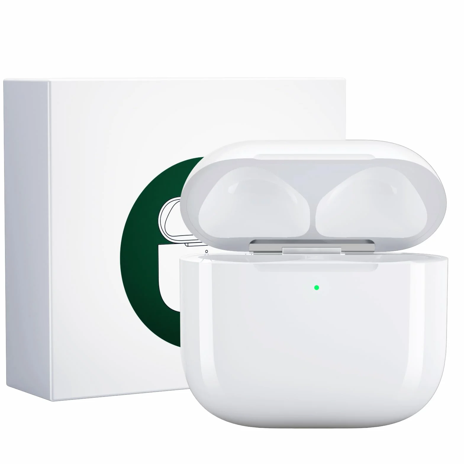 Uluck Custodia di ricarica wireless compatibile con AirPods 4, ricambio originale, pulsante di sincronizzazione di accoppiamento Bluetooth