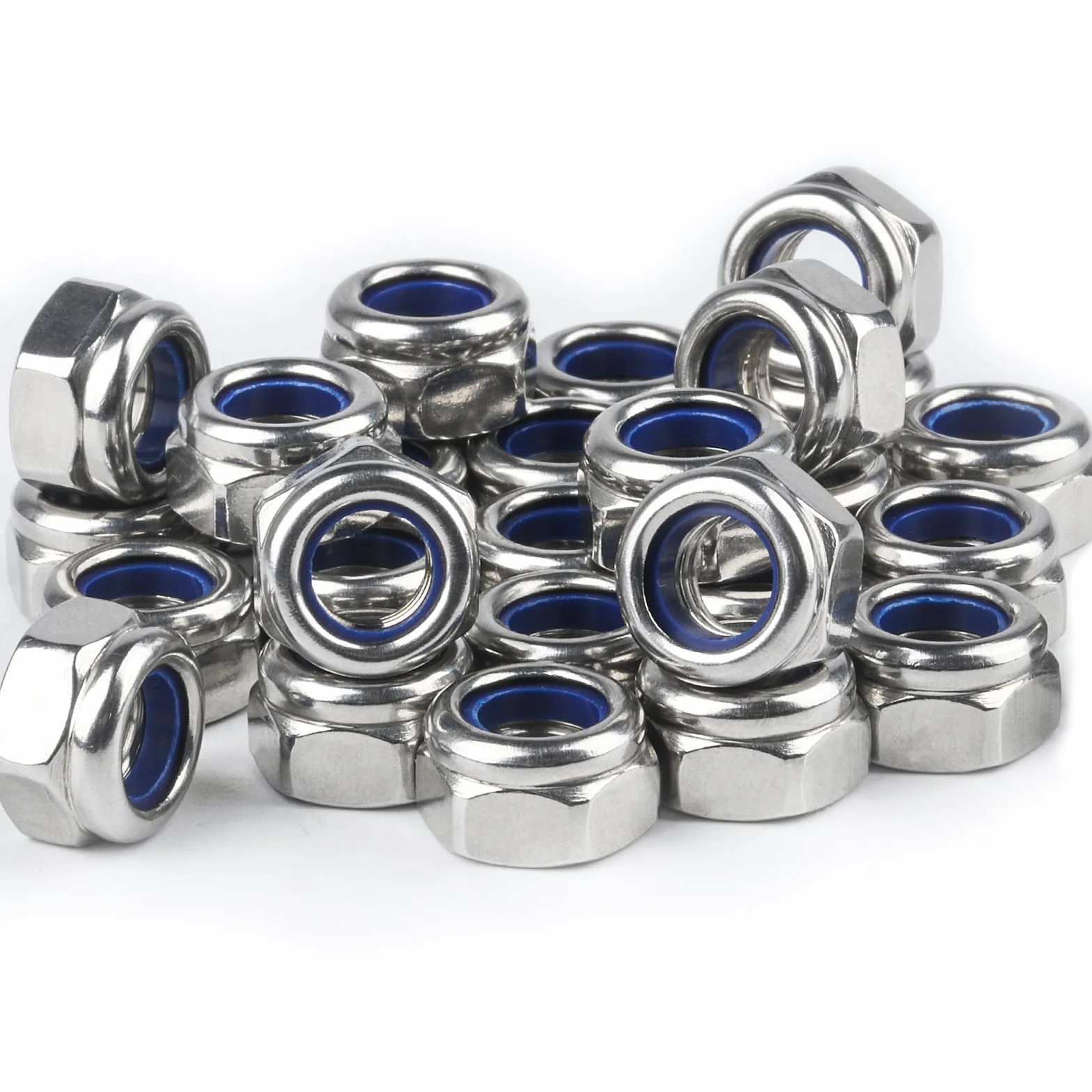 Set di 34 Dadi Esagonali in Acciaio Inox M6 Autobloccanti di Sicurezza