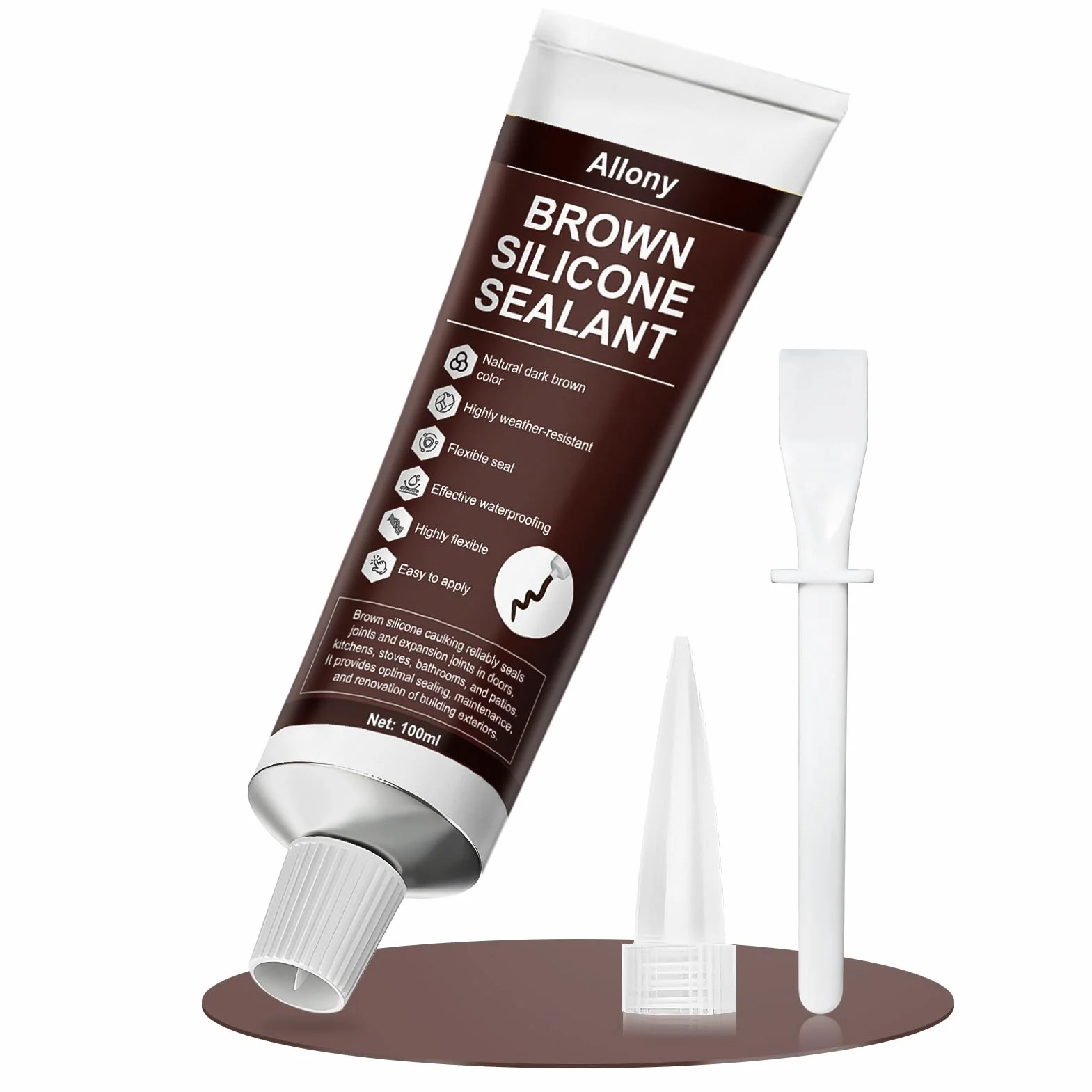 ALLONY Silicone Marrone per Esterni Impermeabile 100ML