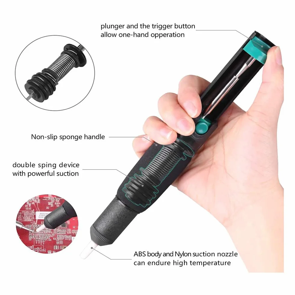 Pompa di Aspirazione Dissaldante con 5 Ugelli Extra, Potente Aspiratore Dissaldatore in Plastica