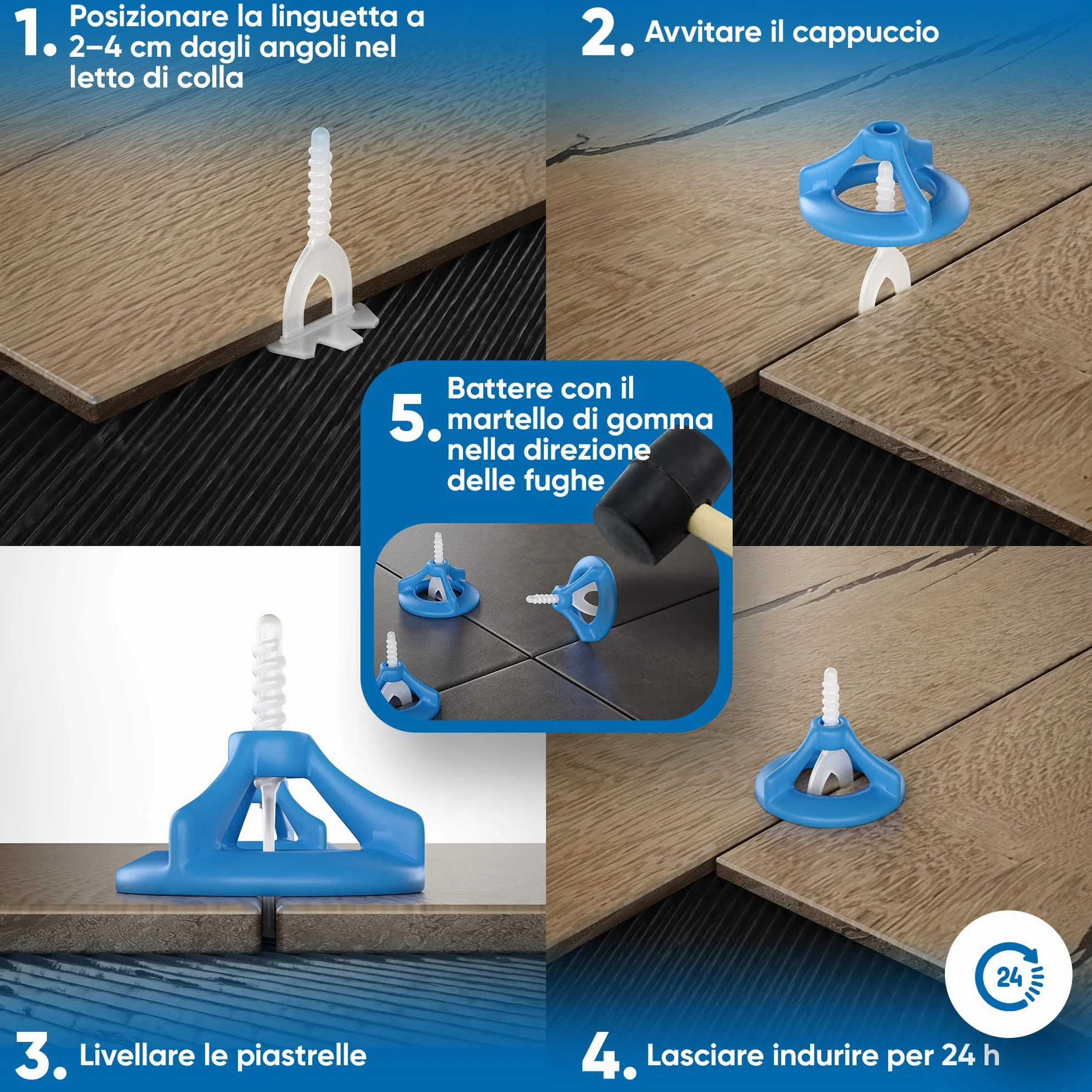 Set accessori posa piastrelle 1 mm sistema livellamento 200 pezzi copertura filettata livellatori distanziatori cunei attrezzi muratore