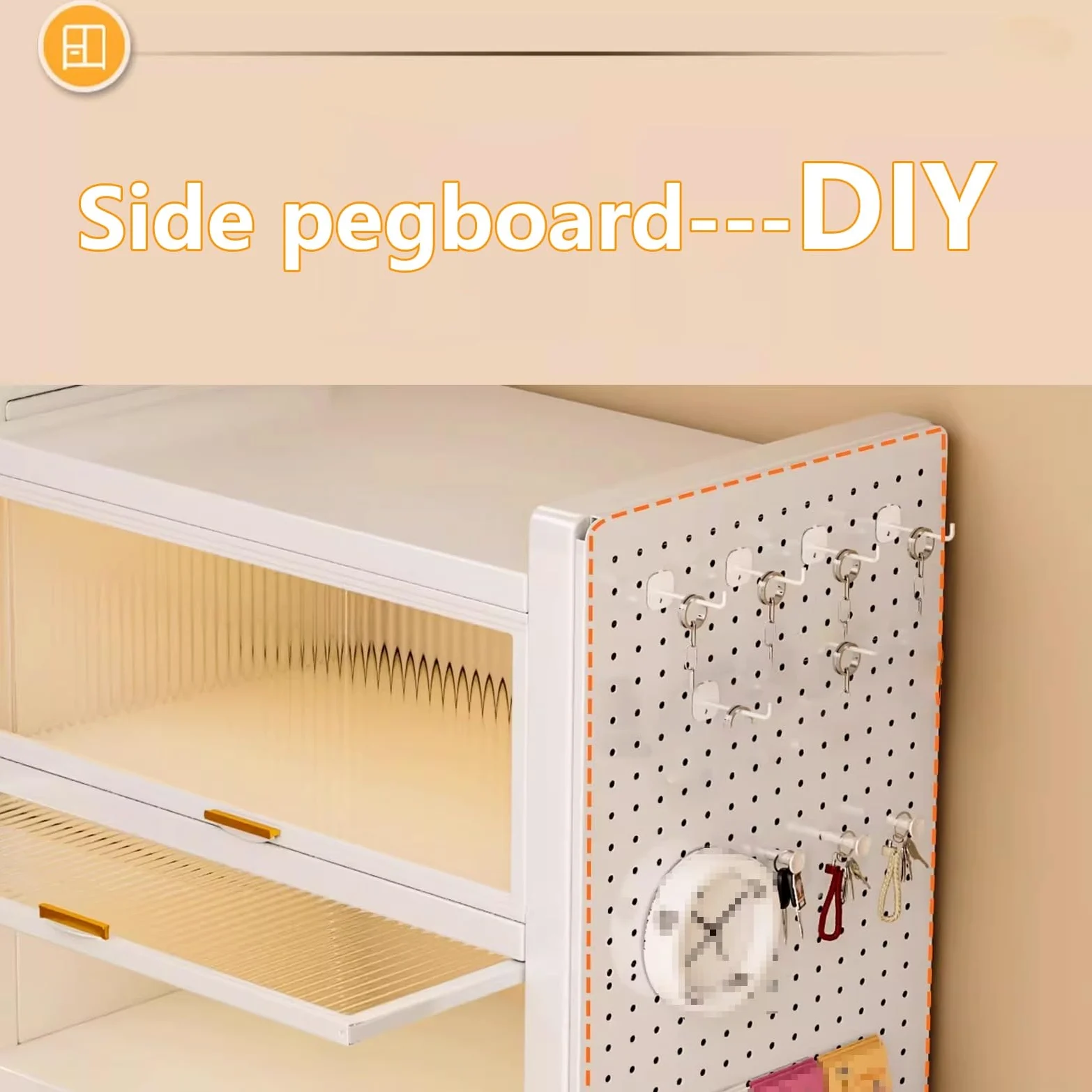 Mobile Dispensa Cucina Armadietto Cucina con Ruote Materiale in Lamiera D'acciaio Laminata a Freddo Dotato di Pannello Forato Adatto a Cucine, Soggiorni Scaffali in Metallo(80 * 42 * 80cm)