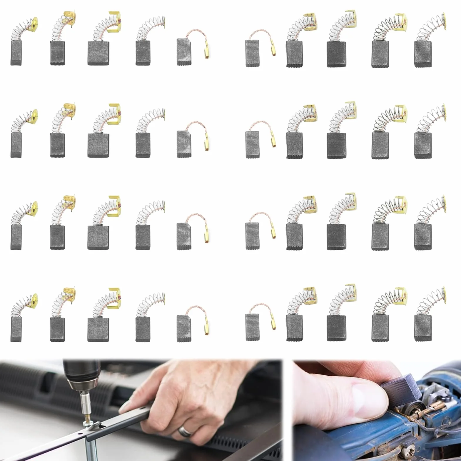Spazzole Motore Elettrico Carboncini 40 Pezzi 10 Misure Ricambio per Elettroutensili