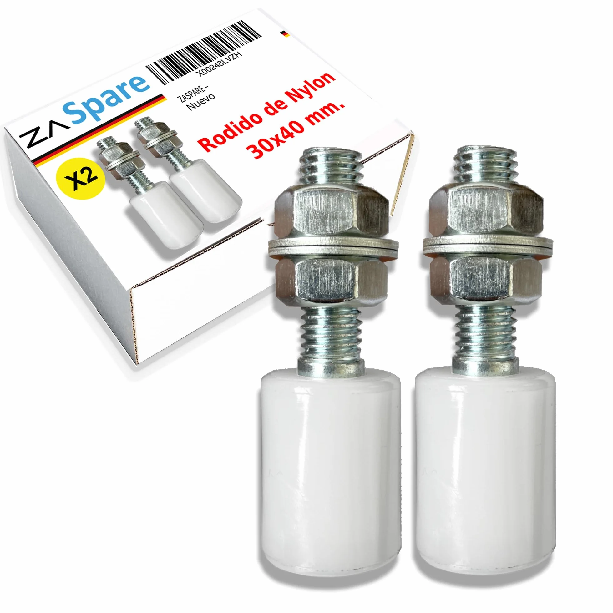 Rulli Guida Cancello Scorrevole in Nylon 30X40, Rullo Teflon Resistente, Rotelle per Cancello (PACK 2)