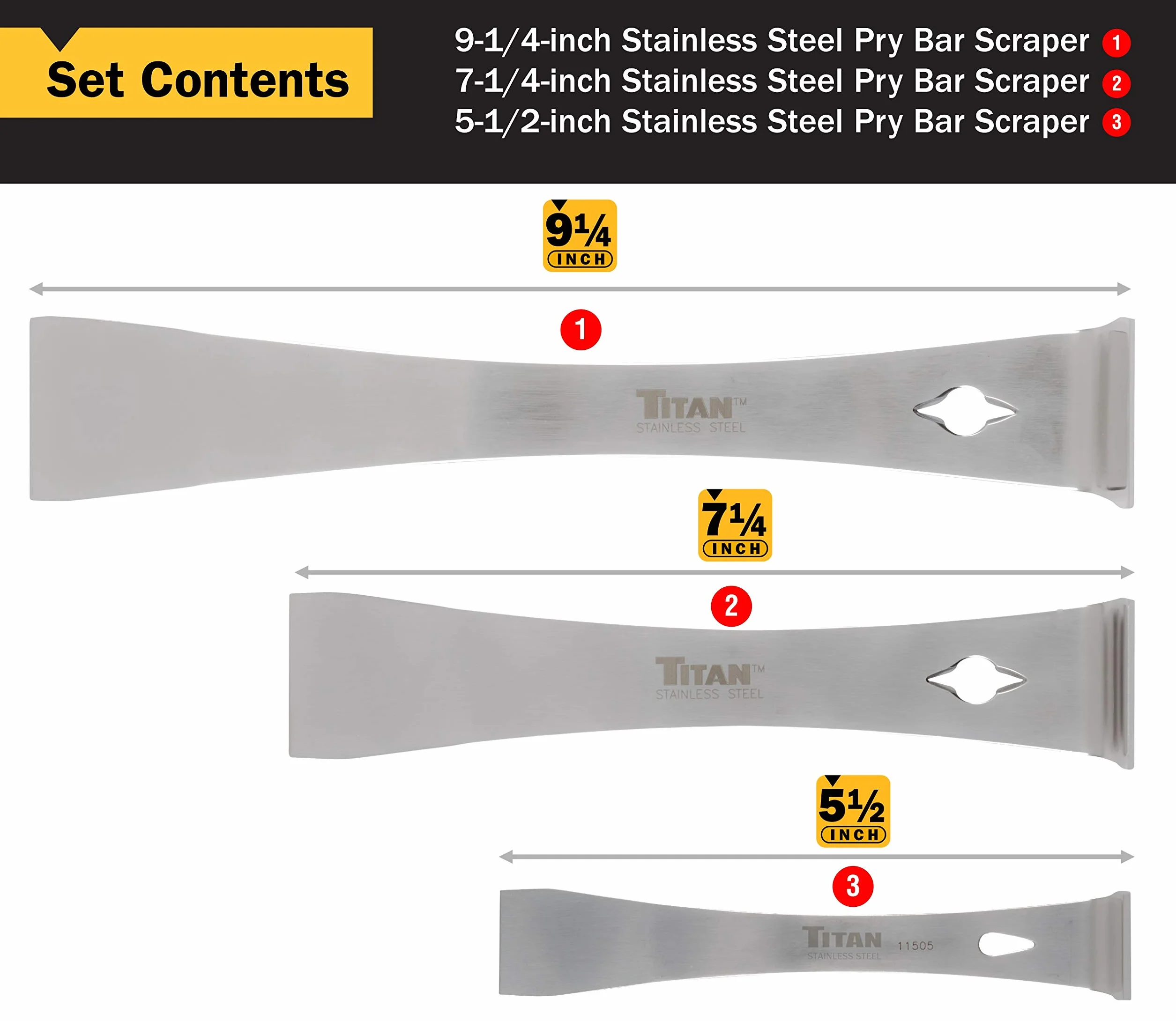 Titan 17007 3-Piece Pry Bar Set