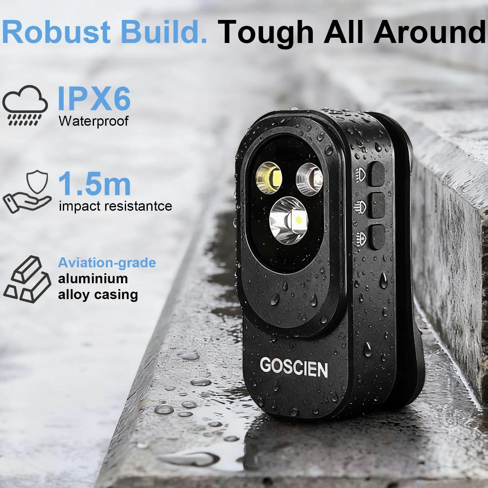 Pro Mini Torcia LED 500 LM con Idrorepellente IPX6, EDC Ricaricabile con Tre Soluzioni di Illuminazione, Caricamento USB C Magnetico - Per Ciclismo,Uso Esterno e Interno (Nero)