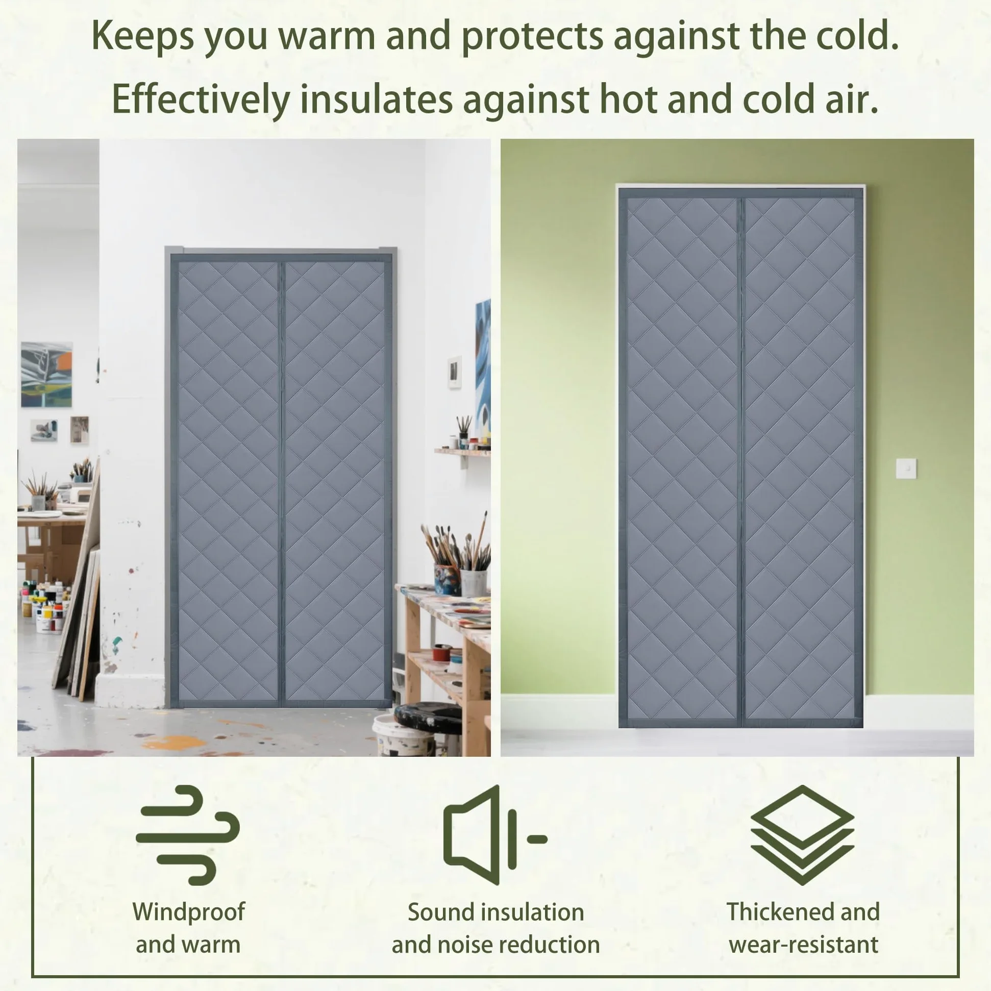 Tenda Termica Isolante 75 x 240 cm Blocca L'Aria Fredda, Riduce Rumore, Risparmio Energetico Tende Termica Magnetica per Porte per Balcone Soggiorno, grigio argento