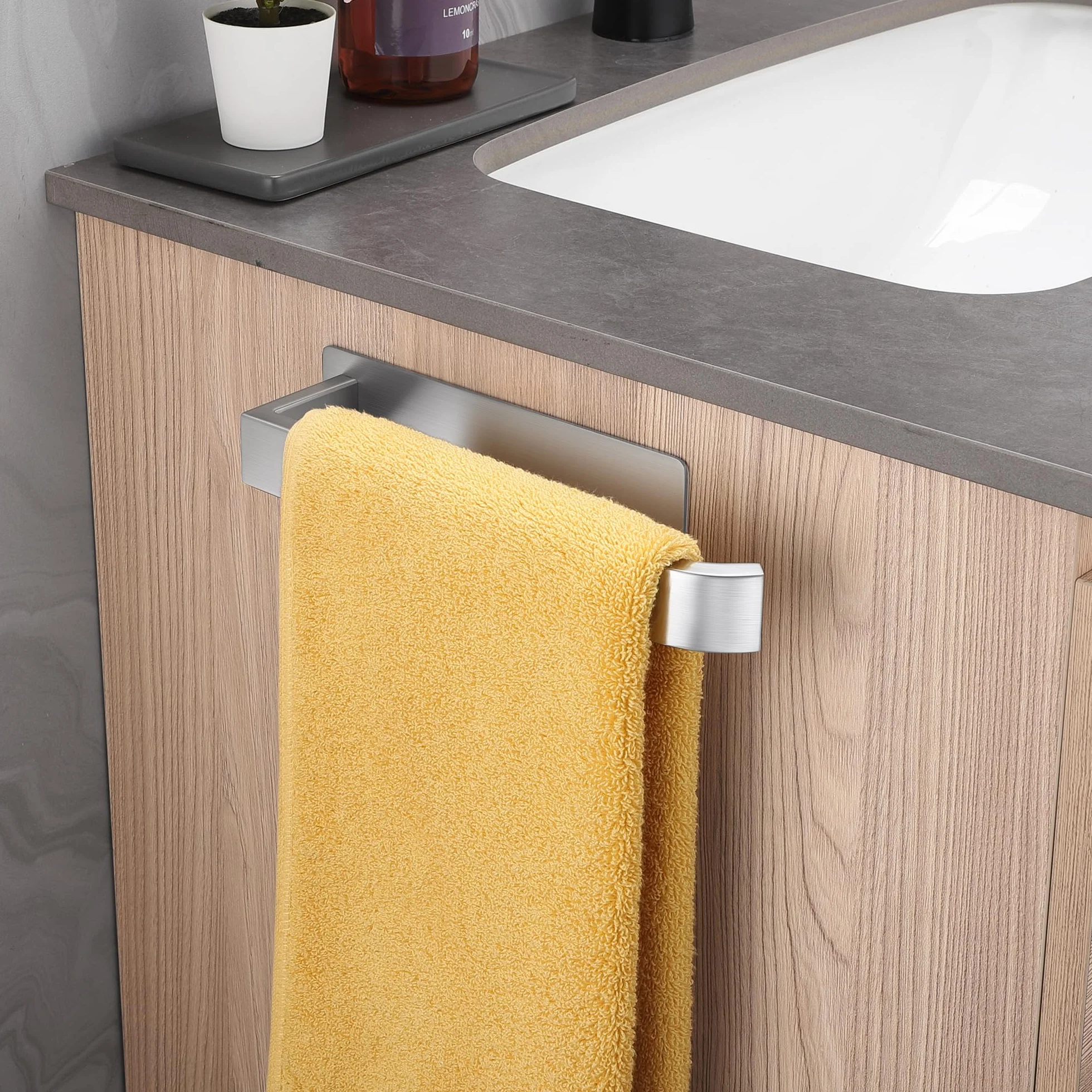 ALOCEO Porta Asciugamani Bagno Adesivo Acciaio Inox Argento 24 cm