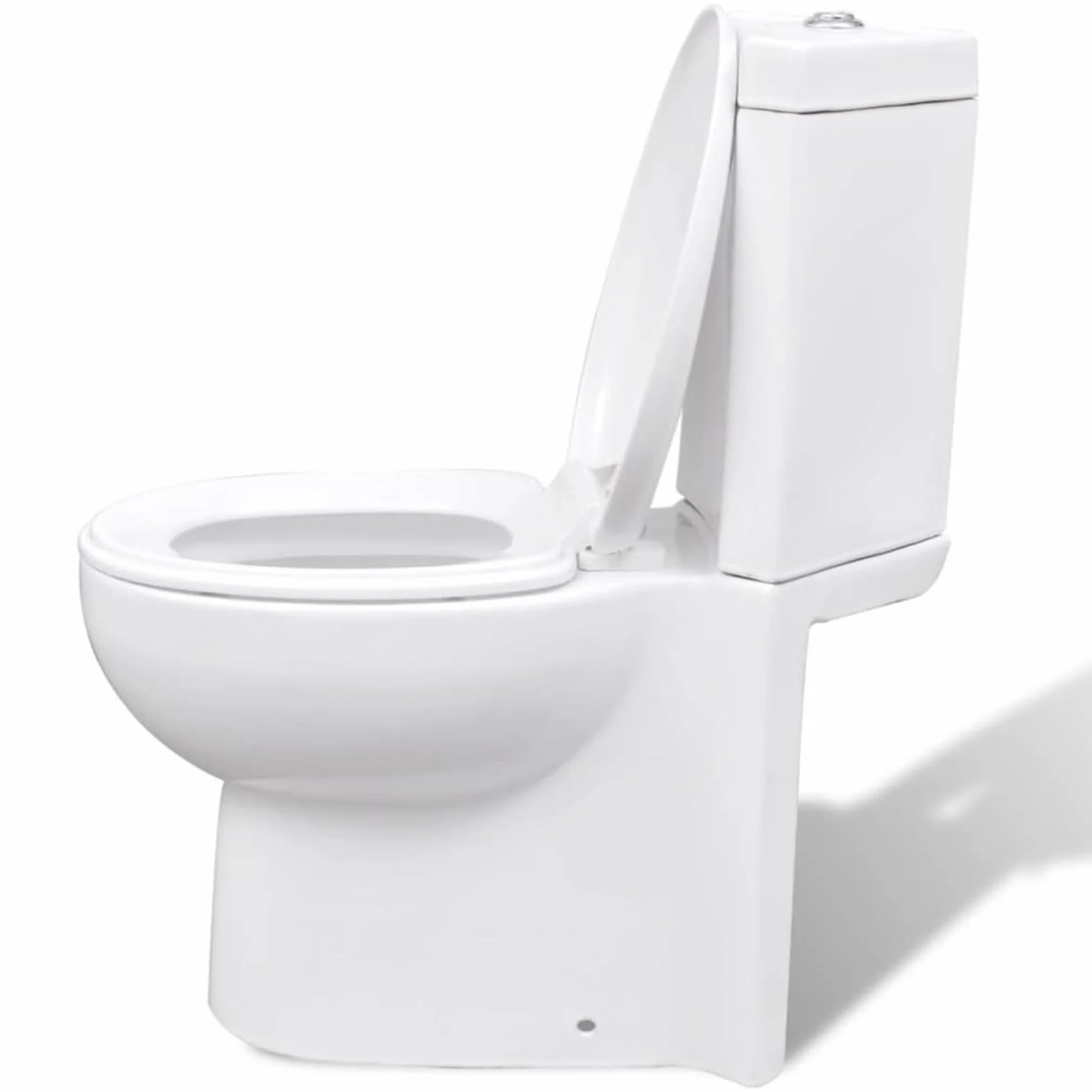 Homgoday WC in ceramica, WC compatto a pavimento WC con meccanismo a doppio scarico WC WC ad angolo in ceramica bianca