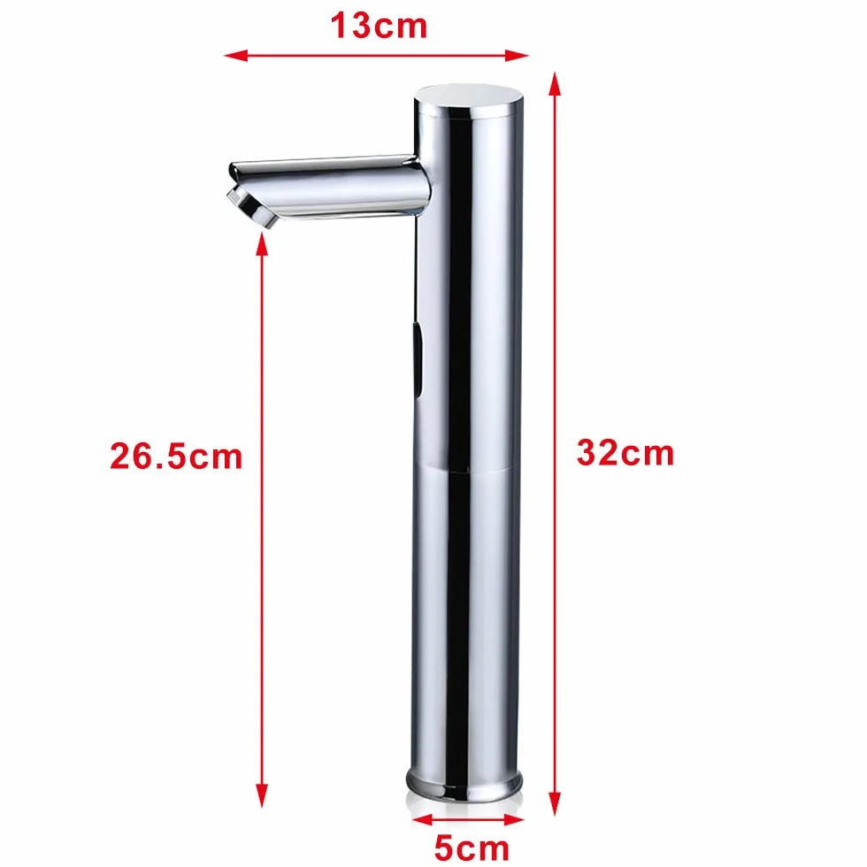 Rubinetto elettronico con sensore a infrarossi touchless per lavabo bagno cucina WC 32 cm