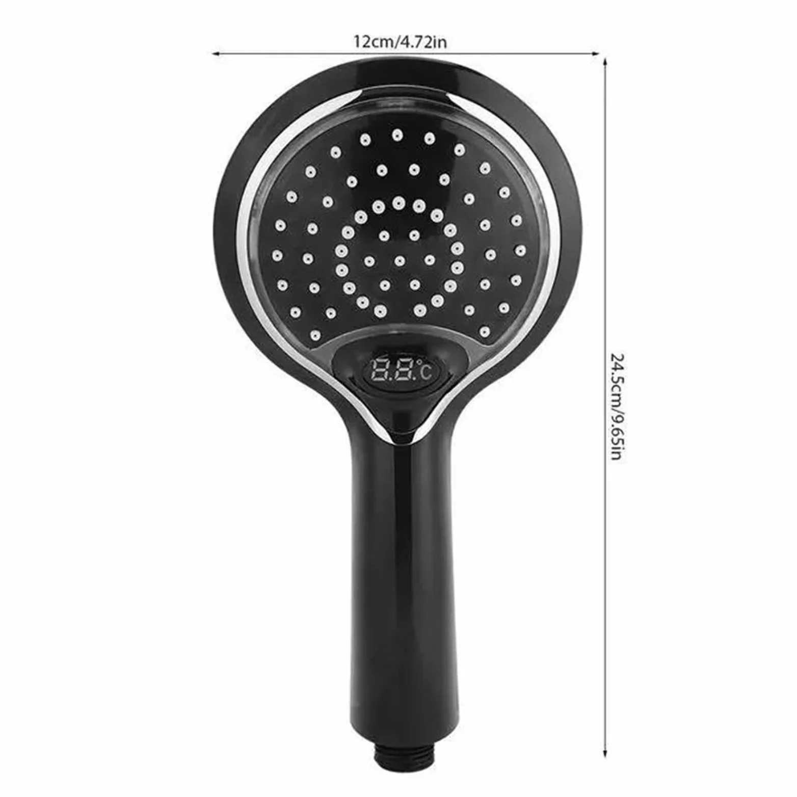 Soffione doccia a LED con sensore digitale, controllo della temperatura, 3 colori, getto d'acqua piovana, risparmio idrico, alta pressione, grande soffione doccia per bagno(Black)