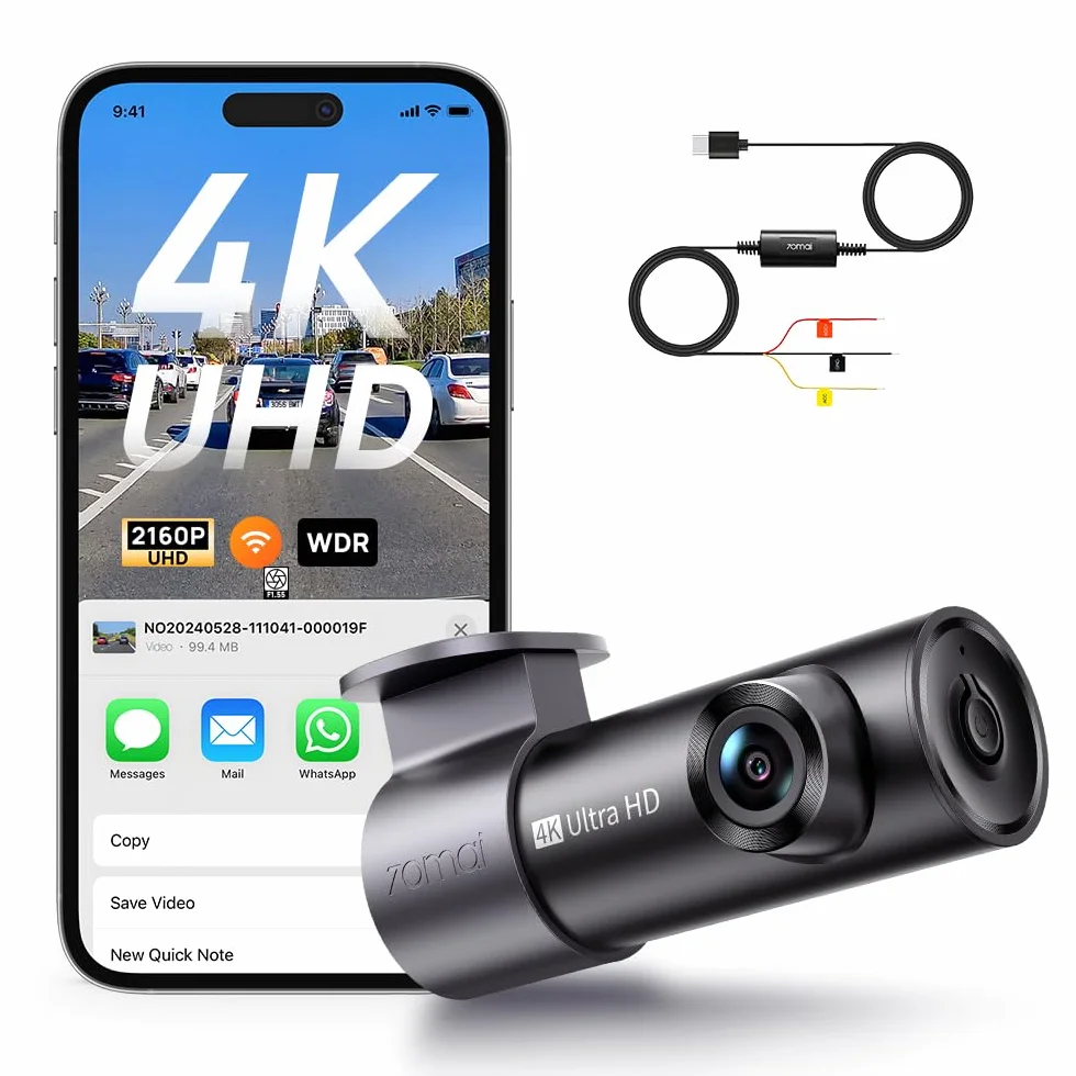 【70mai Dash Cam Auto M310 Plus 4K + UP03 Hardwire Kit Regolabile】