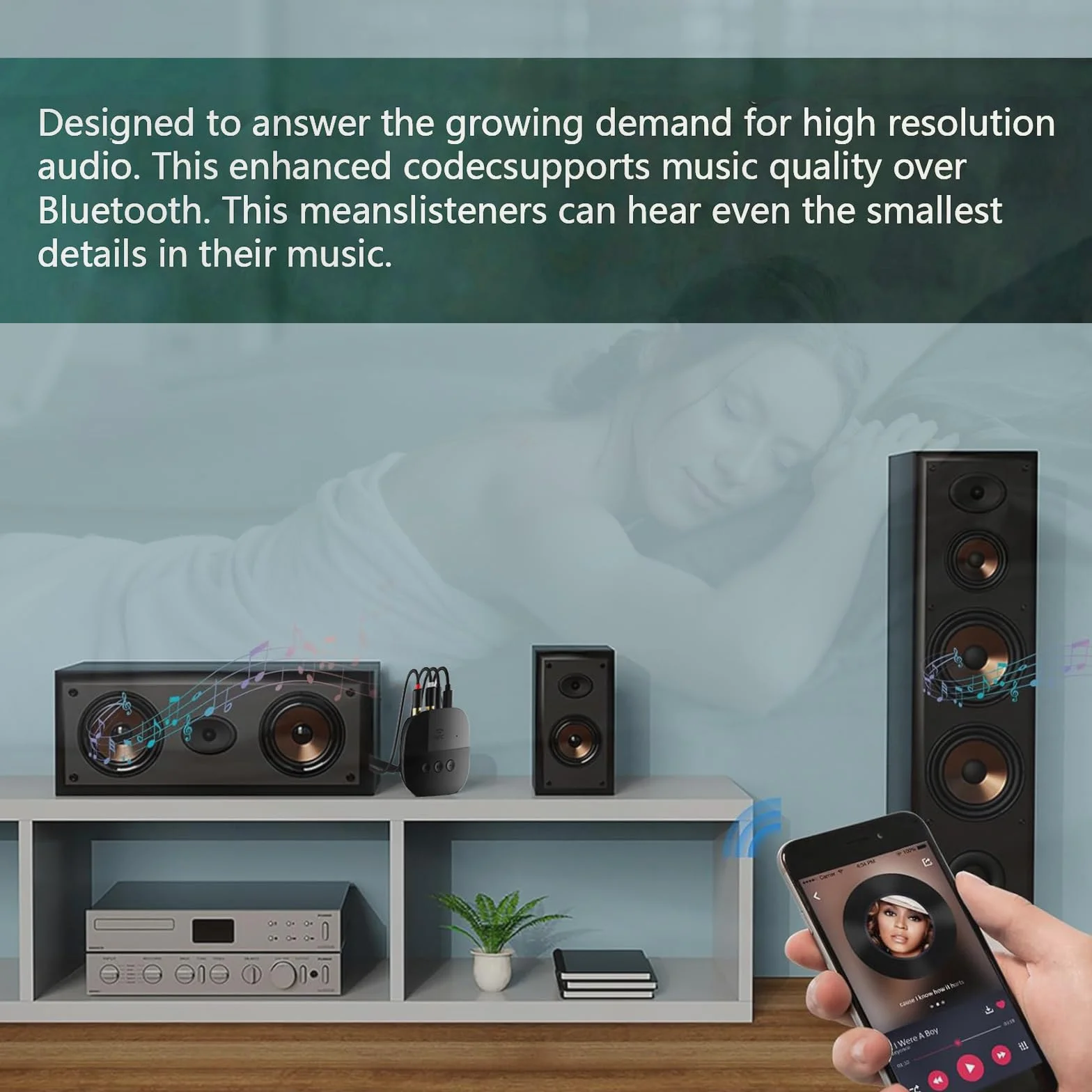 Ricevitore Bluetooth 5.2 con NFC Adattatore AUX/RCA Jack 3.5mm Wireless Bluetooth Audio Adapter Supporto USB TF Card