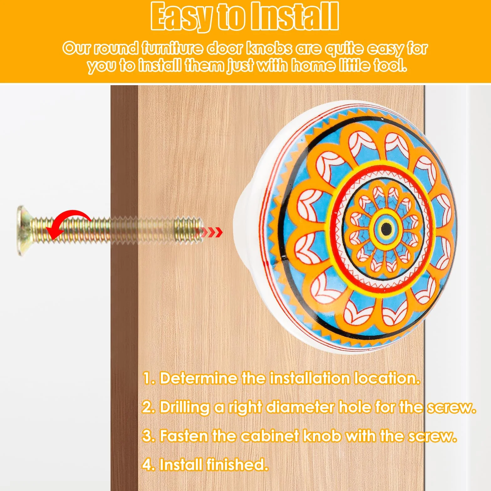 Pomelli per mobili in ceramica stile bohémien 8 pezzi per cassetti armadio porte