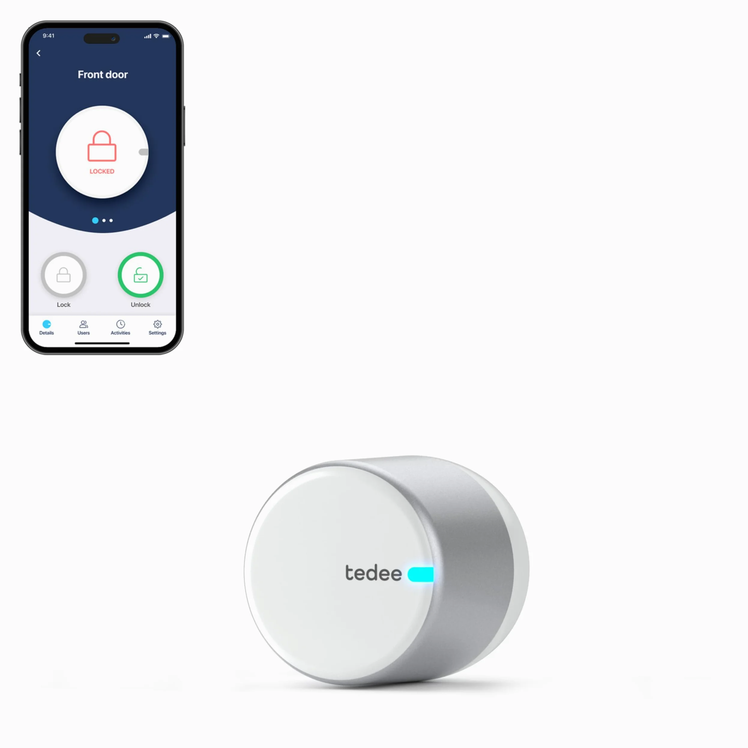 tedee GO2 Retrofit Smart Door Lock, Serratura Digitale con Blocco Automatico e App, Sicurezza Smart Lock Keyless Access