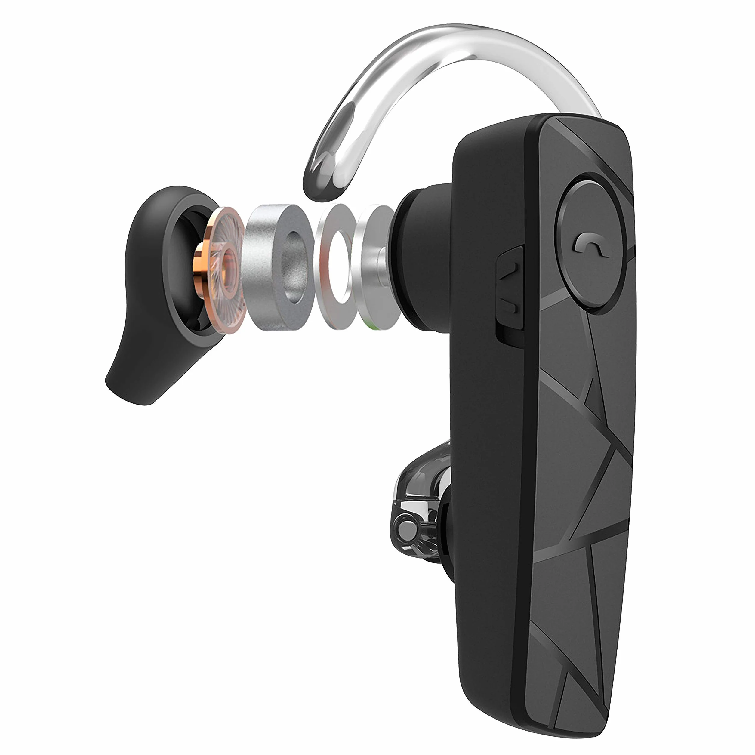 TELLUR Vox 55 Auricolare Bluetooth Mono, Auricolare Vivavoce USB C, Multipunto Due Dispositivi Connessi Simultanei, Gancio a 360° per l'Orecchio Destro o Sinistro, Iphone e Android, Nero