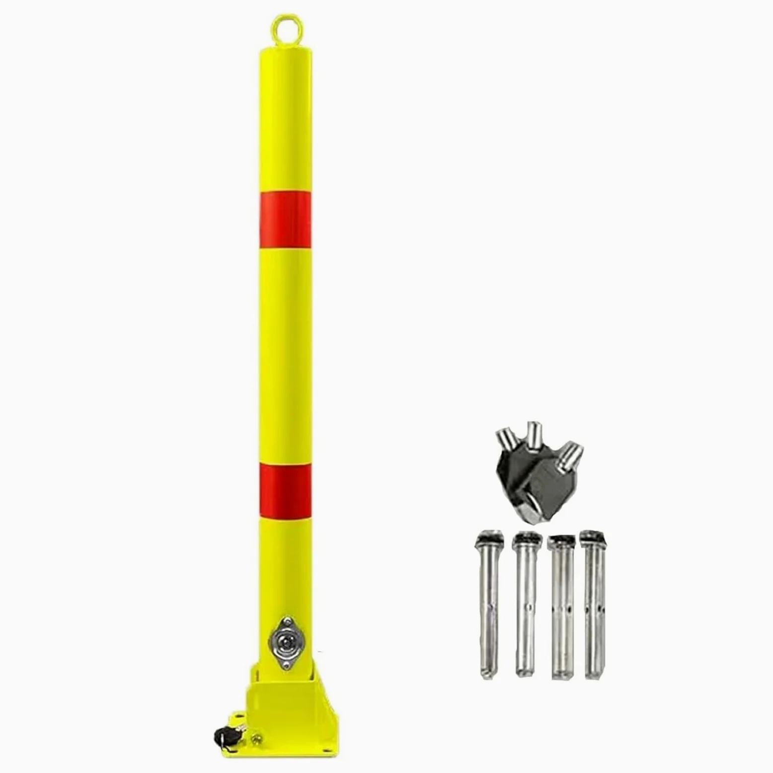 Dissuasore pieghevole di sicurezza, 80 cm, con bloccaggio alto, con rivestimento riflettente, in acciaio resistente, per vialetti, parcheggi, aree private e pubbliche, facile installazione