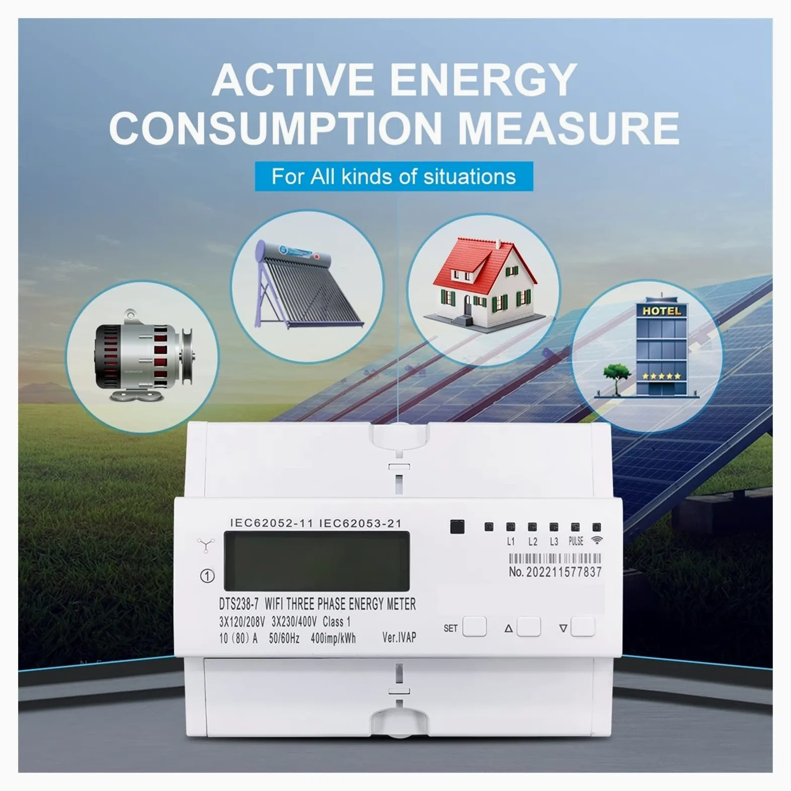 Contatore Energia Elettrica, 3 Phase 80A Tuya Smart Contatore di energia bidirezionale Timer Consumo energetico Monitor KWh Interruttore Wattmetro, Facile da Installare