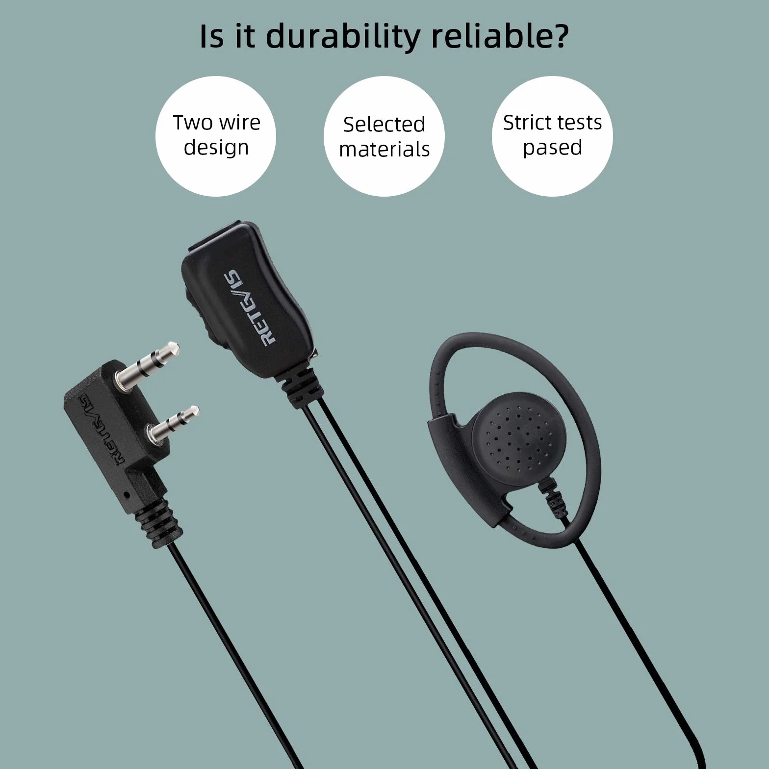 Retevis EEK012 Auricolare Regolabile a Tipo-D con Microfono PTT Compatibile con Kenwood Radio Bidirezionale BAOFENG UV5R 888S RT24 RT27 RT622 RT668 Walkie Talkie Headset Auricolare(1 Pz)