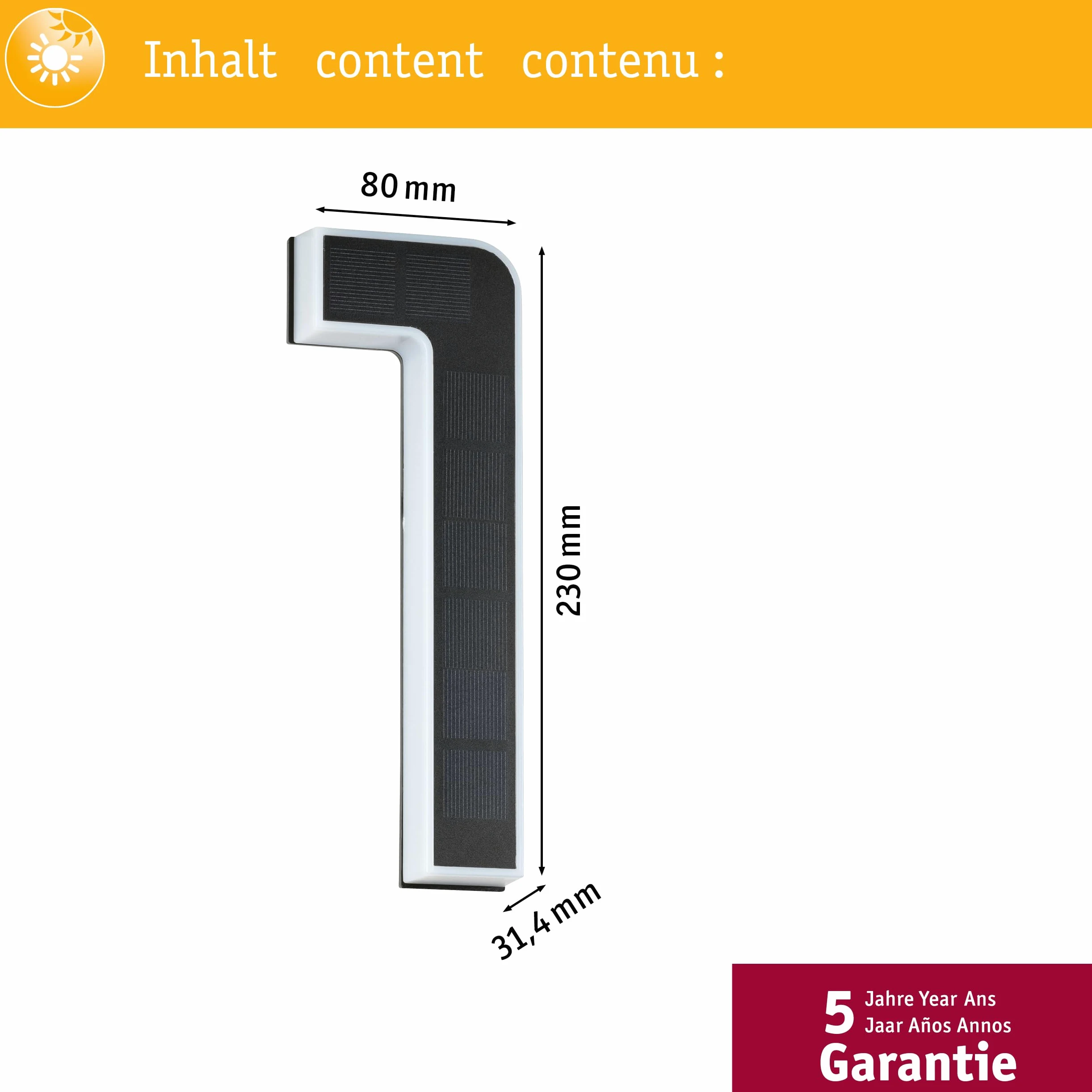 Paulmann 79842 Lampada solare LED per numero civico 1 IP44 bianco caldo batteria sostituibile incl. 1 da 0,2 W nero plastica luce solare 3000K