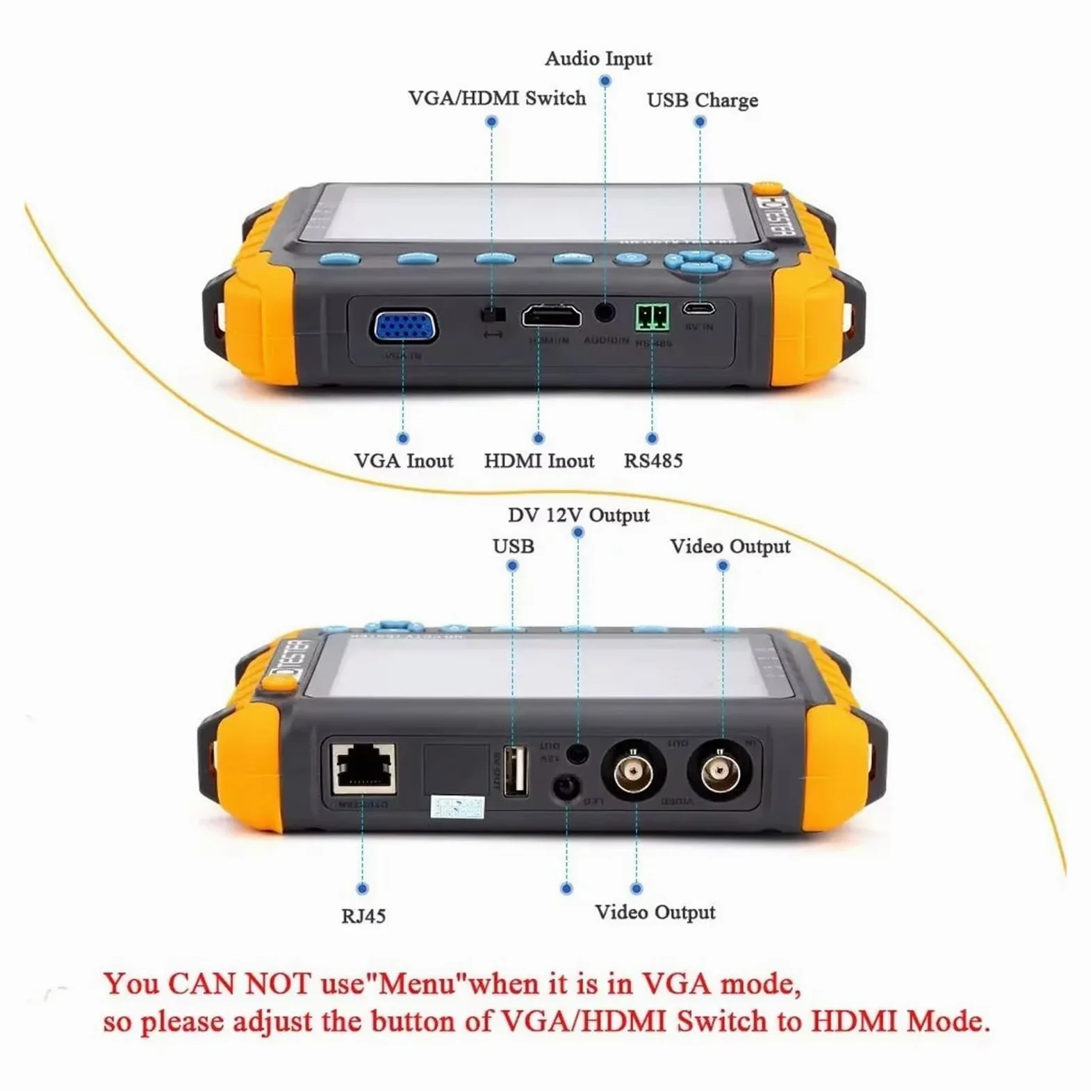 Tester for Monitor CCTV IV8W 8MP AHD/CVI/TVI CVBS Tester for telecamere CCTV Tester AHD con Ingresso VGA Tester Video | IV5 with battery