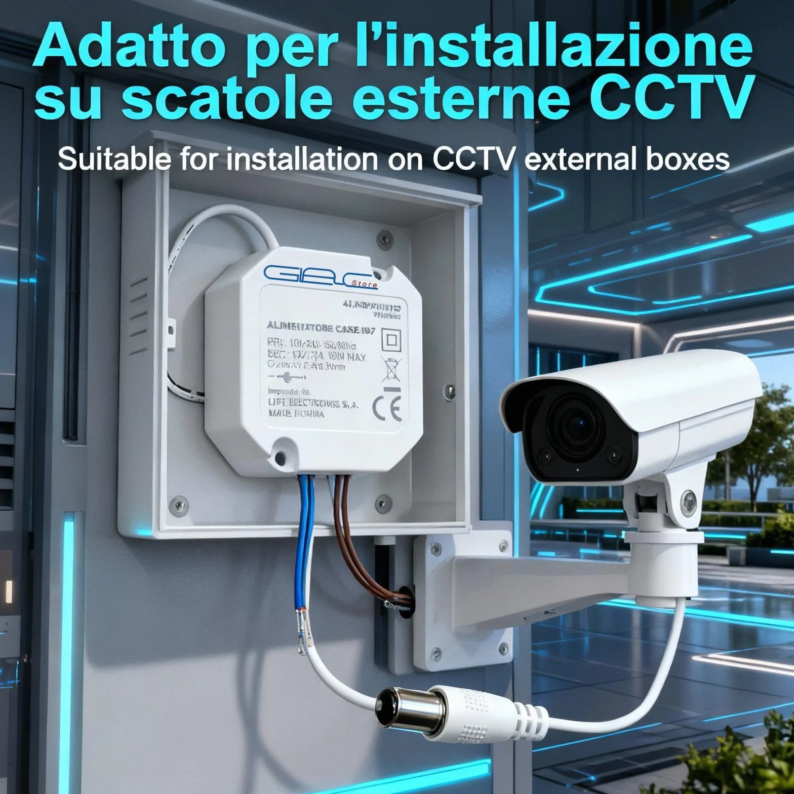 Alimentatore IP67 Impermeabile, Tensione Costante 12V DC, 100-240V AC, Dimensioni 50x50x25mm, Protezione Sovraccarico, Certificato CE (2A-24W)