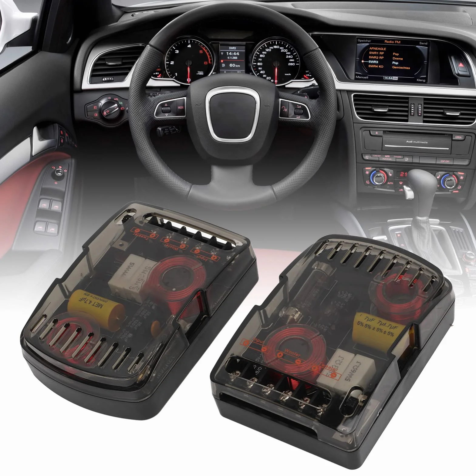 Car Audio Crossover, 2 Pezzi Car Audio Crossover 160W Divisore di Frequenza Universale per Altoparlanti Ad Alte Prestazioni 12V