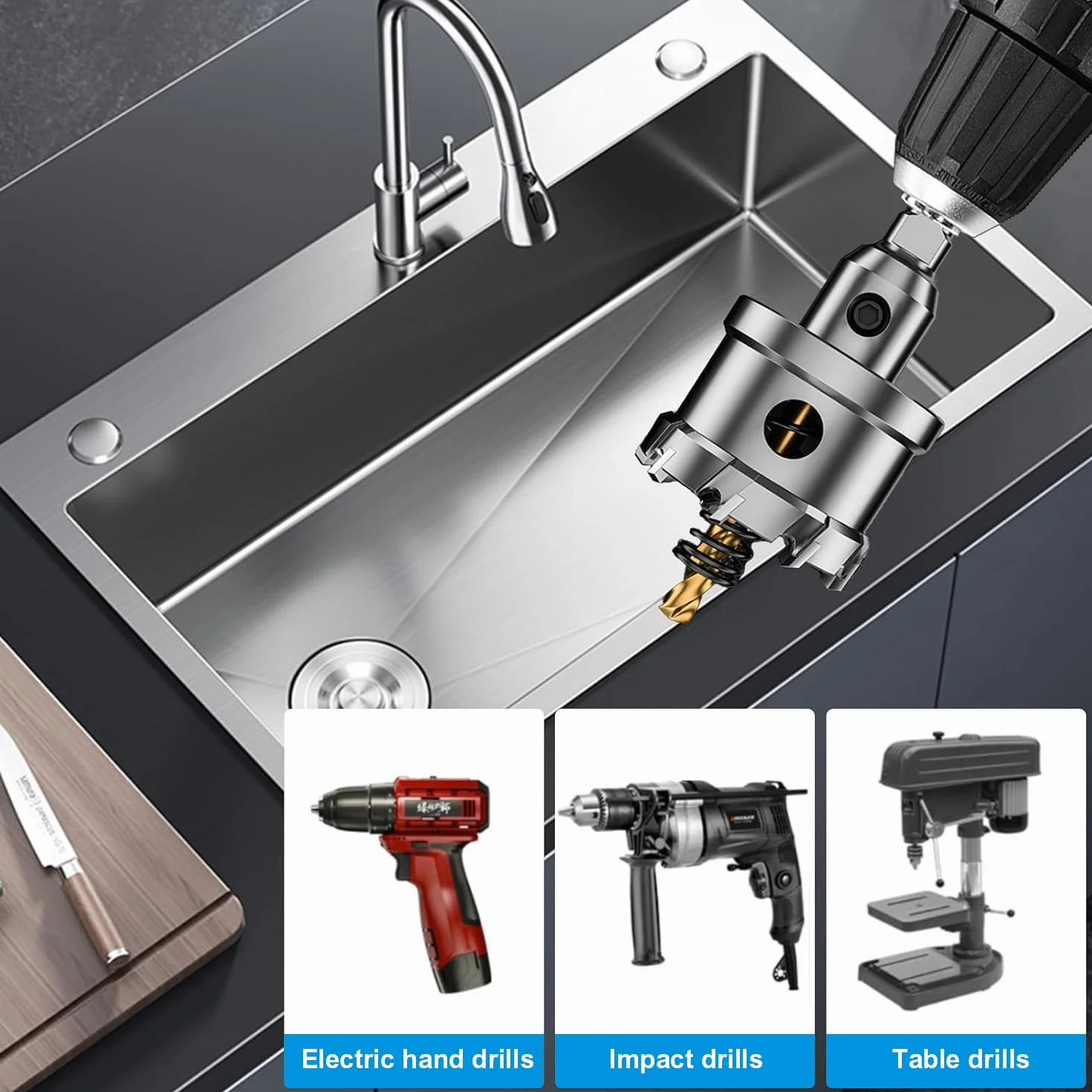 Trapano a Corona 80mm Carburo di Tungsteno TCT 3 Taglienti per Acciaio Inox Metallo
