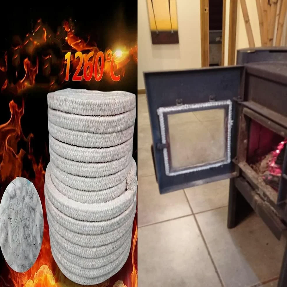 Guarnizione in fibra di ceramica ad alta temperatura per stufa, caldaia, forno, forno, guarnizione per porta del forno, diametro 16 mm