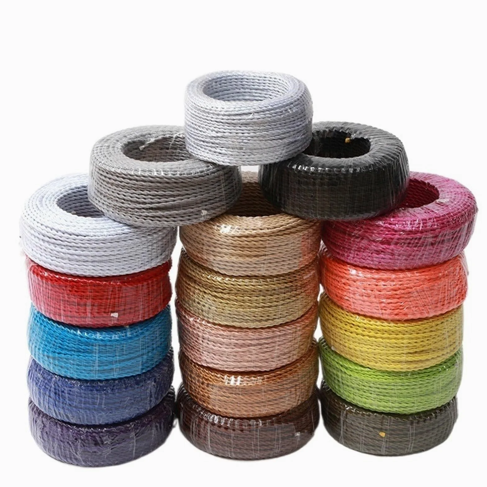 filo tessile intrecciato, Cavo di alimentazione intrecciato lampada quadrato da 0,75 mm², 2(Linen color,20Meter)
