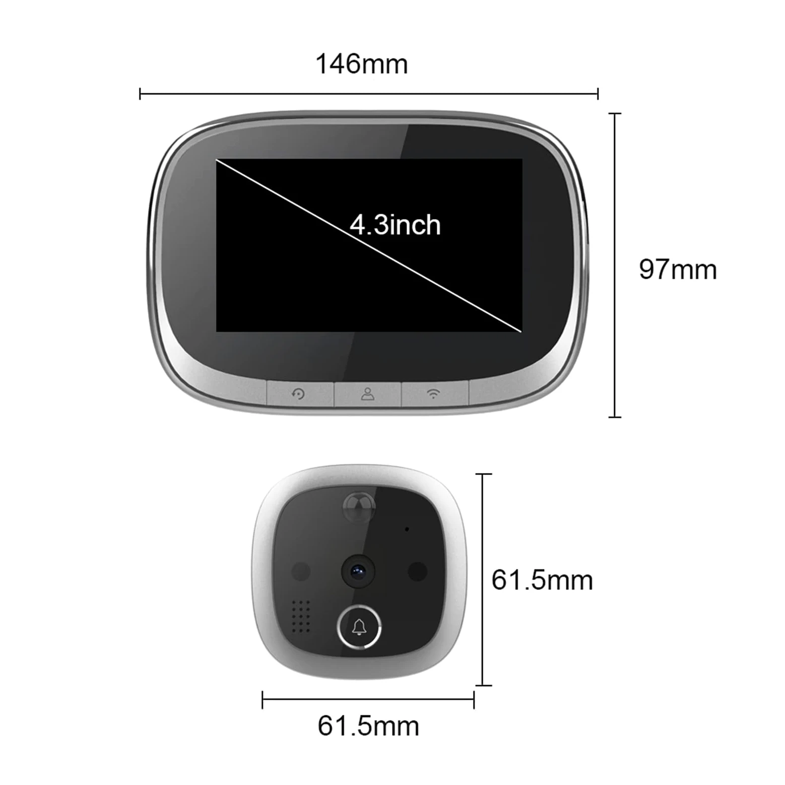 Videocamera per Campanello, Telecamera for campanello video Tuya con rilevamento del movimento for la visione notturna del campanello Monitor a schermo LCD da 4,3 pollici for l'archiviazione cloud a 2