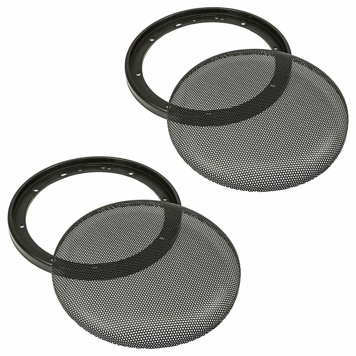 tomzz Audio 2800-002 Griglia dell'altoparlante per altoparlante 165mm DIN anello di plastica nero in 2 pezzi con set di griglie in metallo
