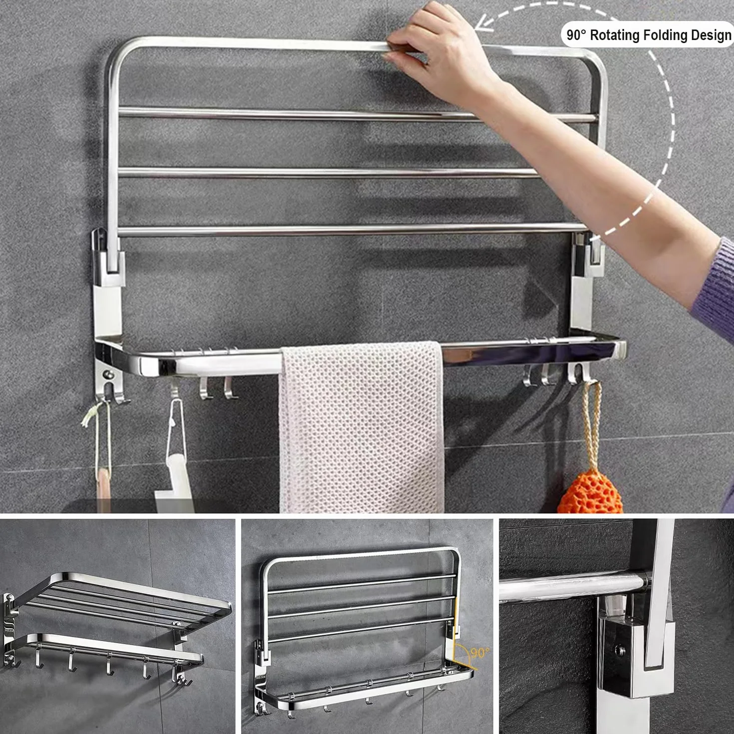 Porta asciugamani bagno adesivo senza forare set completo