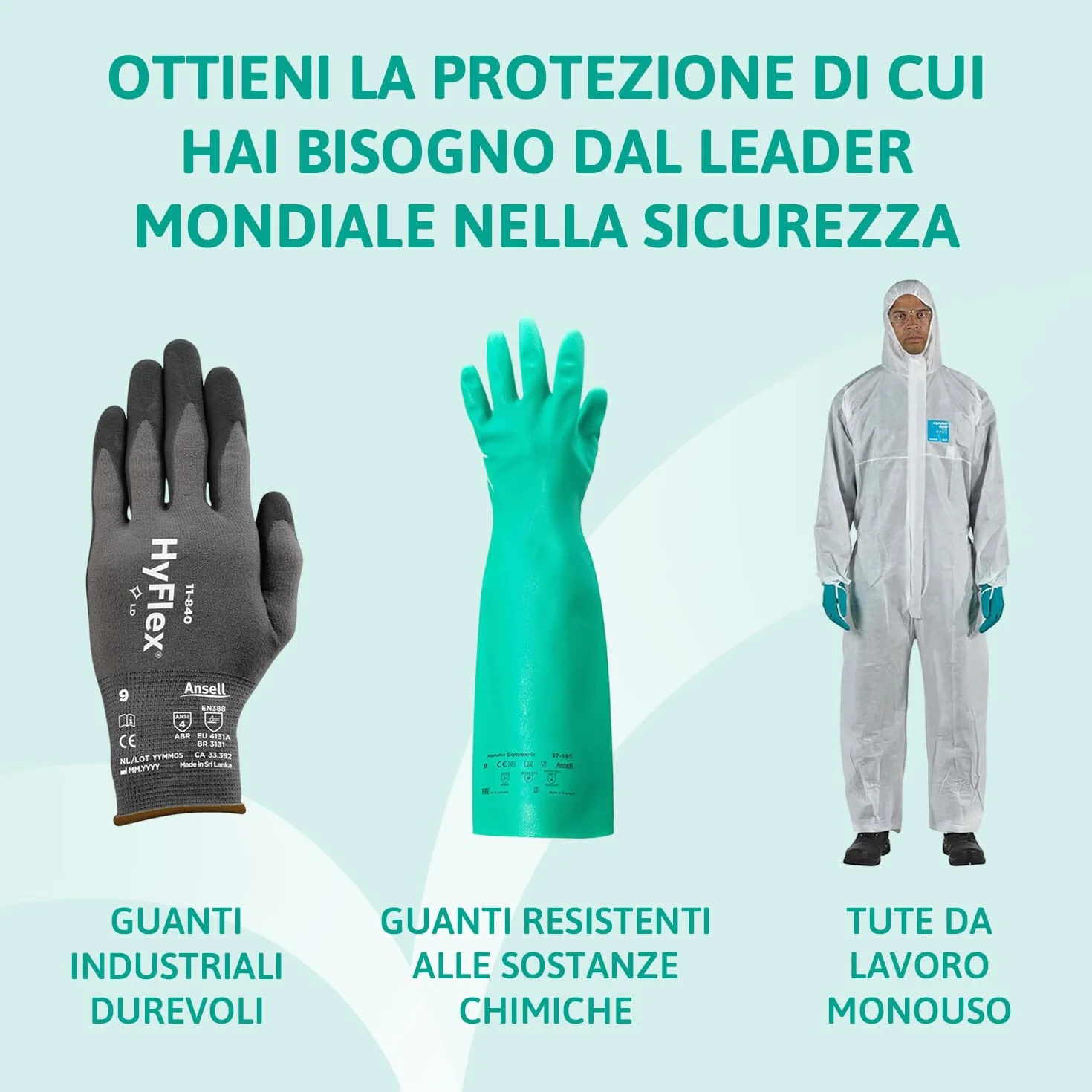 Ansell TouchNTuff 92-600 Guanti Monouso in Nitrile, Senza Polvere, Alta Resistenza Chimica, Verde, Taglia L (100 Pezzi)