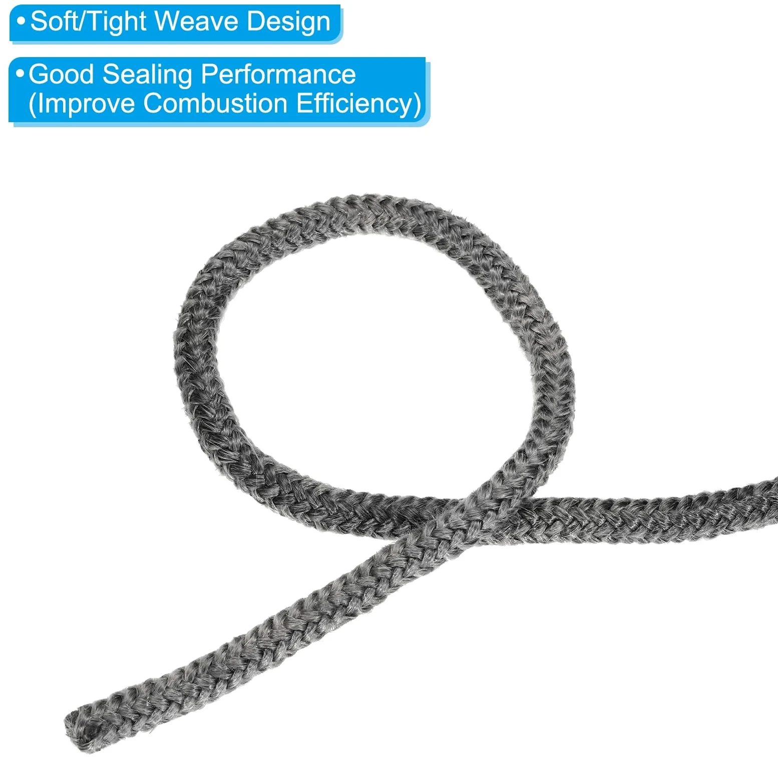 PATIKIL 2Pcs Guarnizione Per Stufa 10mm x 5 Metri Per Stufe Nero | Cordone Rotondo In Fibre Di Vetro Grafite, Resistente Ad Alta Temperatura, Porte Di Camini