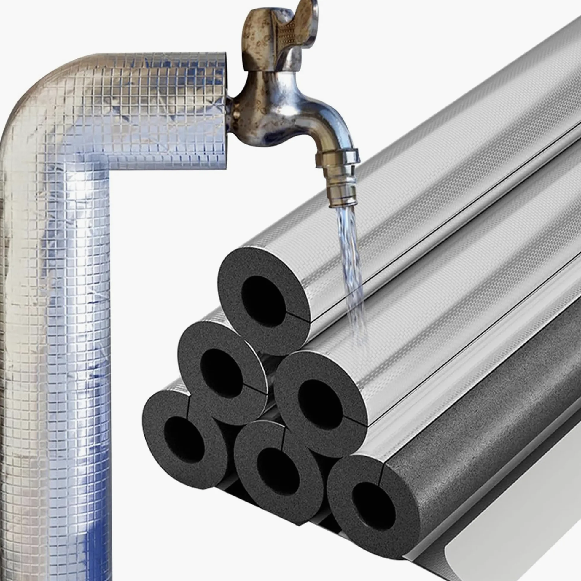 Guaina Isolante In Gomma Tubo Isolante Antigelo Per Esterni Isolante per Tubature Autosigillante Impermeabile Tubi dell'Acqua Calda e Fredda Guaina Isolante per Tubi Condizionatore (ID)133mm x (T)30mm