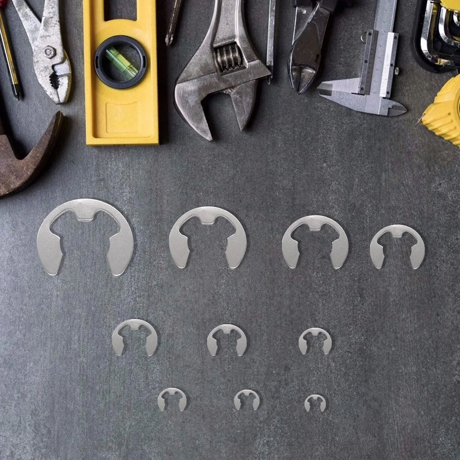 E-clip Esterna Anello Sicurezza In Acciaio Inox 120 pezzi 10 Dimensioni Snap Anello Assortimento Kit 1,5-10 mm