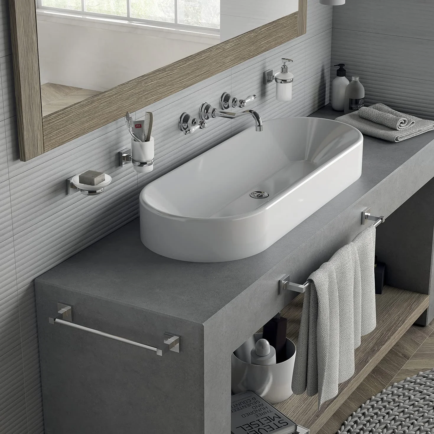 GEDY G-Pukhet Porta Asciugamani Cromo 35 cm Acciaio Inox Design R&S