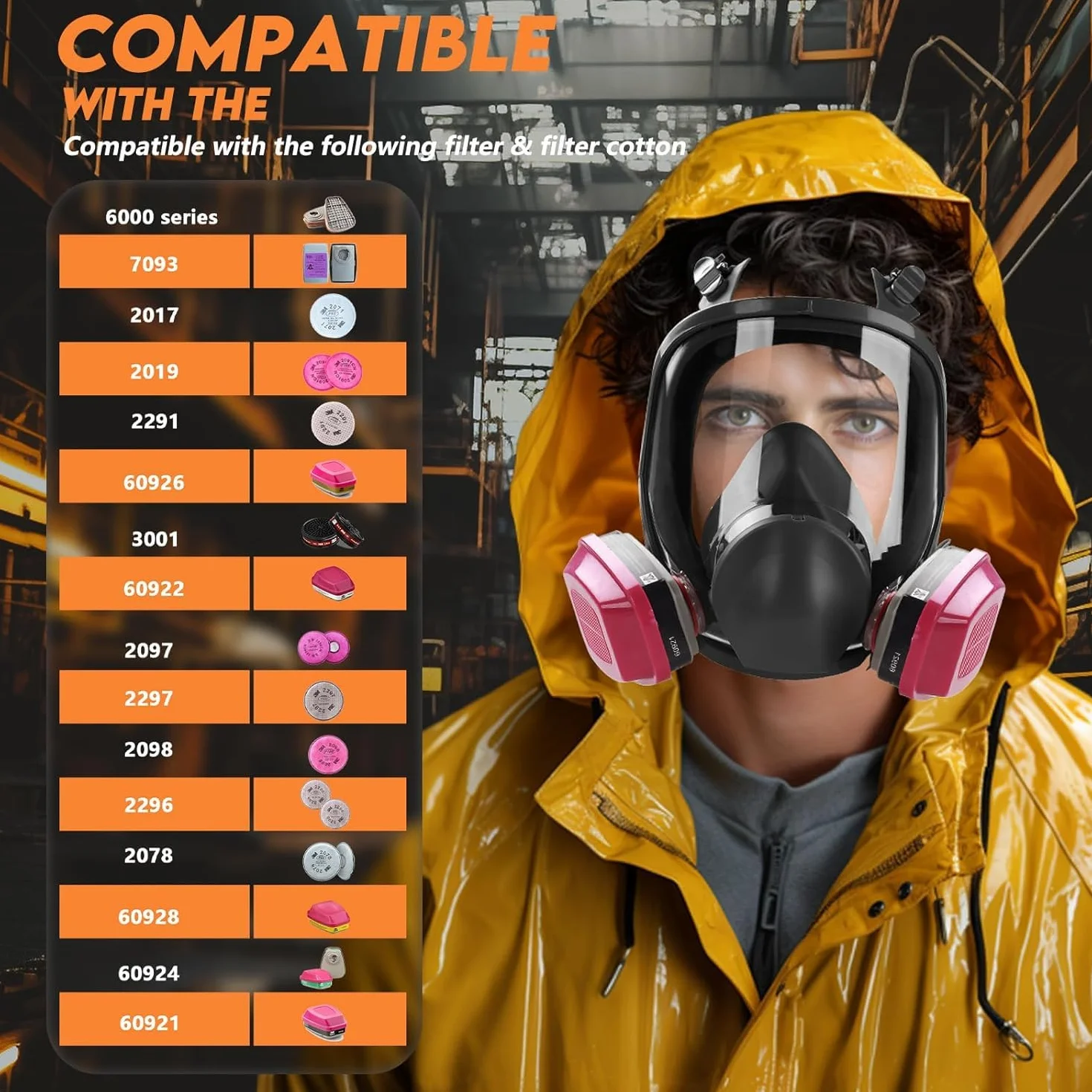 Maschera respiratoria integrale con filtri 60921 2097 antigas riutilizzabile per sopravvivenza nucleare chimica verniciatura