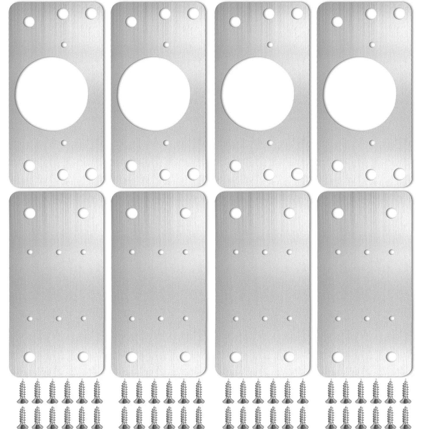 Piastra Riparazione Cerniera Ante in Acciaio Inossidabile con 48 Viti per Armadi Mobili Cassett Porta Cucina 8 Pezzi