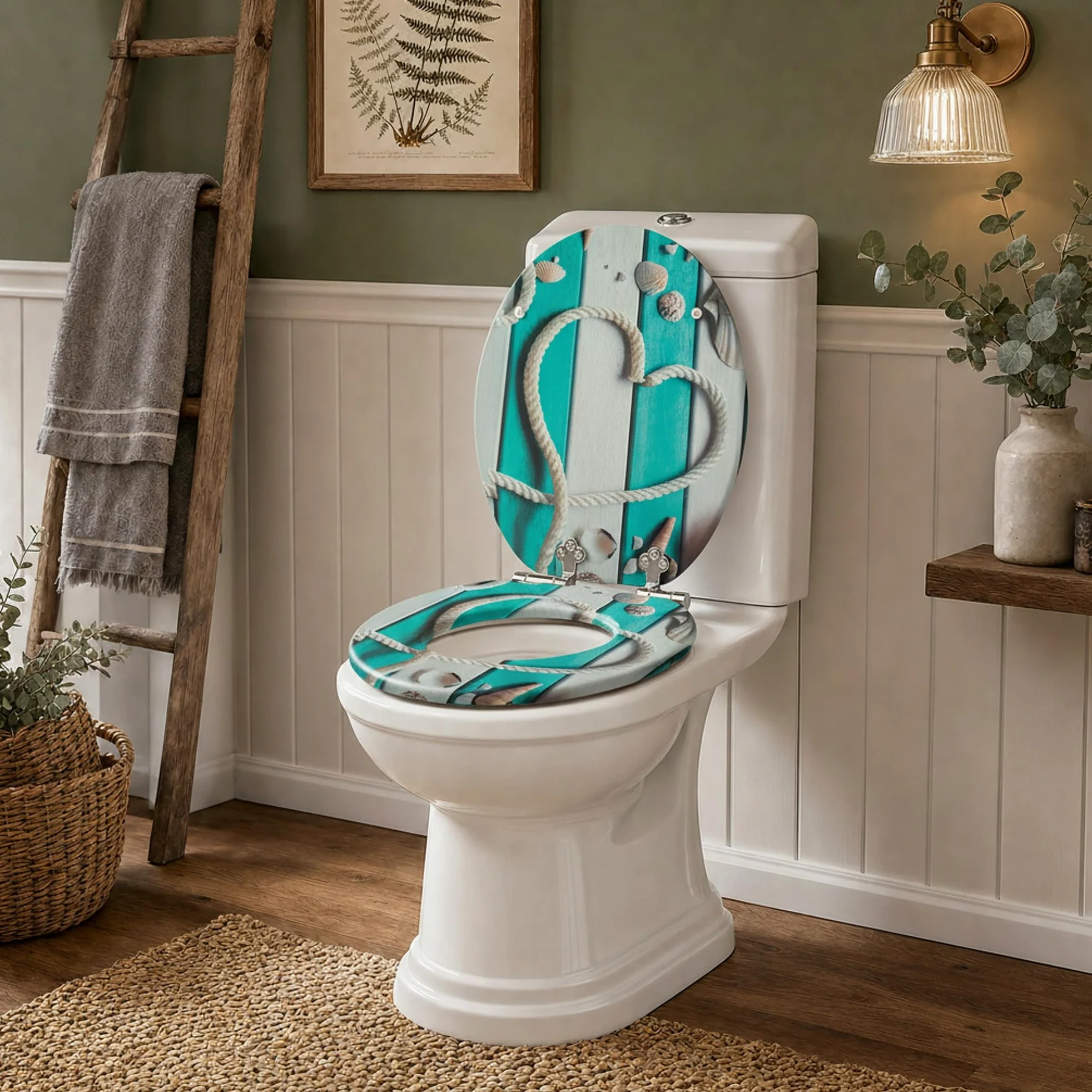 SINOBATH Sedile WC con abbassamento automatico, nucleo in legno MDF, chiusura a cerniera Softclose