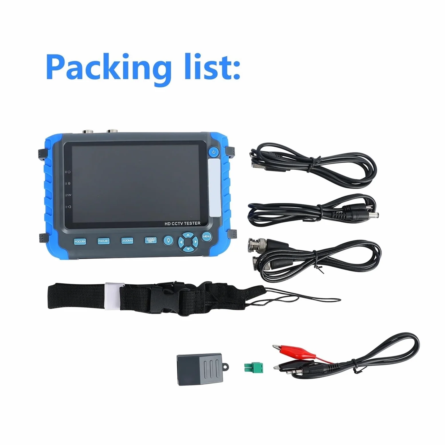 Tester CCTV, Tester for telecamera di sicurezza CCTV coassiale HD da 8 MP AHD TVI CVI CVBS Tester for telecamere di sicurezza alimentato DC12V portatile Tester video da 5 pollici