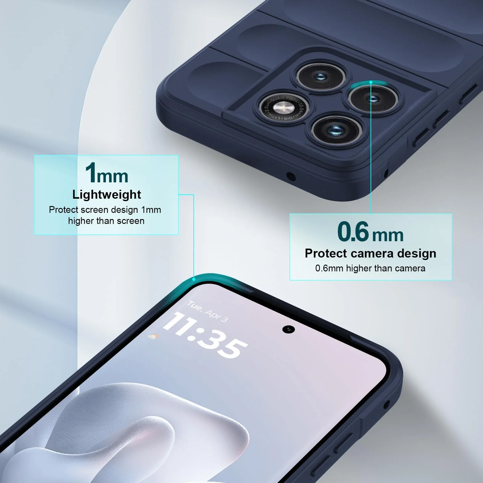 Cover per Motorola Moto Edge 70 Fusion, Custodia in Silicone Morbido TPU, Custodia Antiurto con Strato Interno in Fibra e Protezione della Fotocamera, Blu