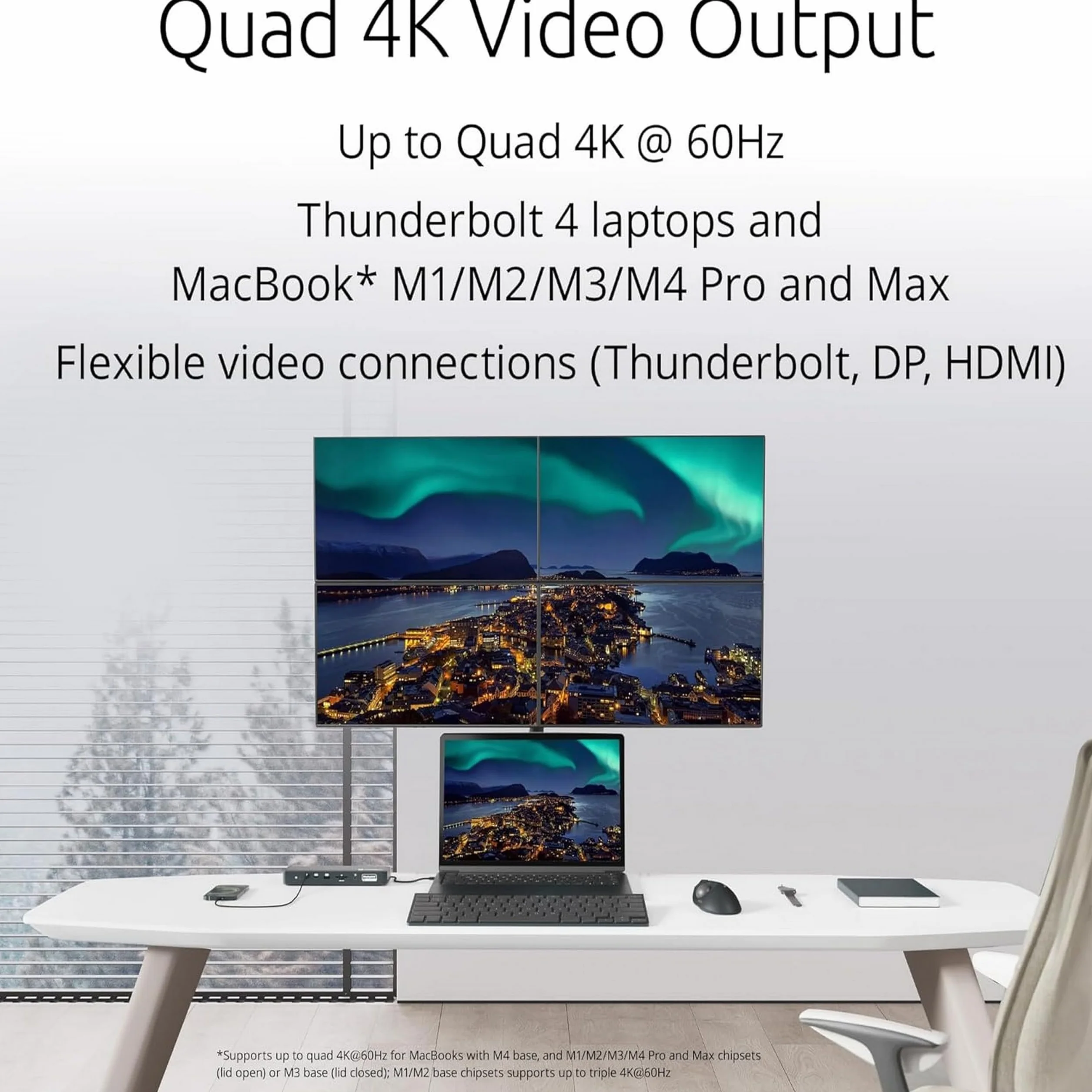 Kensington SD5920T EQ Thunderbolt 4 Quad 4K Hybrid Dock con tecnologia DisplayLink, lettori di schede SD e Micro SD, ricarica da 100 W, porte Ethernet e USB-A e USB-C 3.2 (K35234EU)