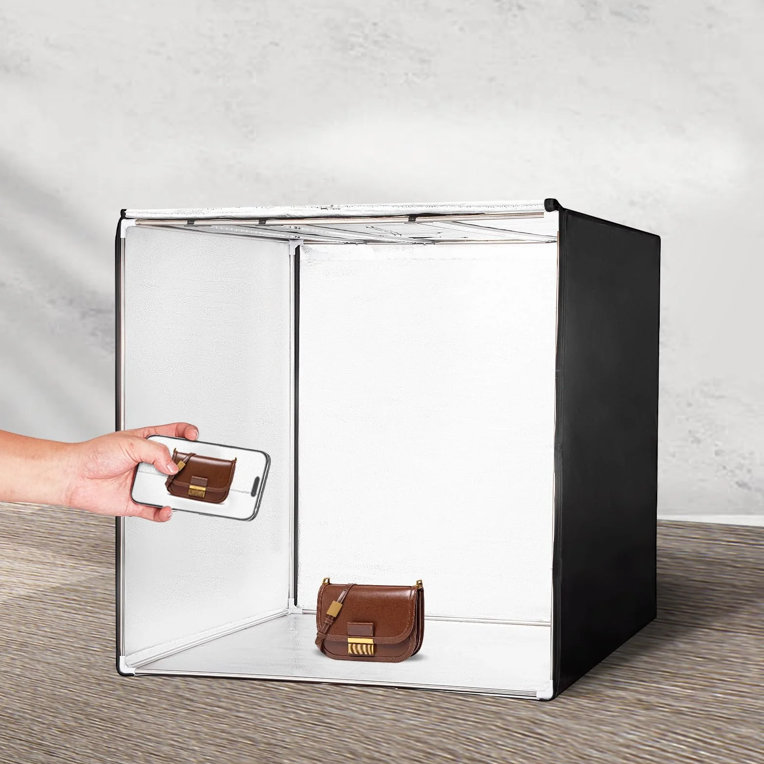 VEVOR Box Fotografico per Studio Scatola Luminosa 100x100 cm, Kit Light Box 5600K, 210 Luci LED 5 Fondali, Scatola Luminosa Fotografica da Studio CRI ≥95, Tenda Luminosa per Studio Fotografico