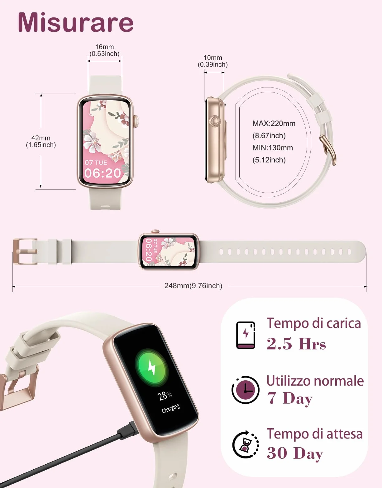 Smartwatch Donna Piccolo Elegante Orologio Fitness Display AMOLED Contapassi Cardiofrequenzimetro SpO2 Ciclo Mestruale Sonno Notifiche Impermeabile 5ATM Idee Regalo Donna per Android iOS