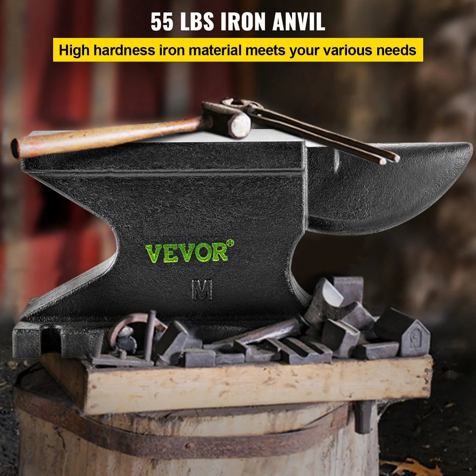 VEVOR Incudine in ghisa 45,4 kg piano di lavoro 26,4 x 12,7 cm fabbro rotonda alta durezza