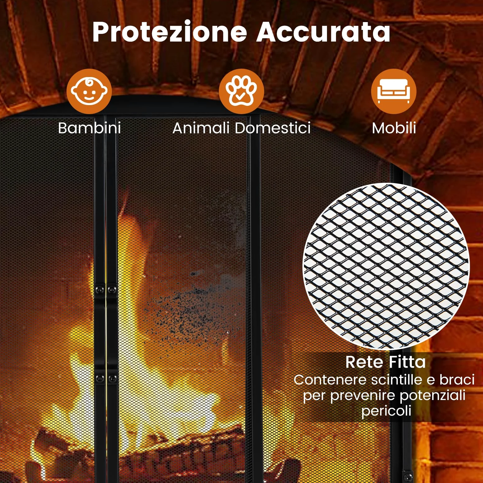 RELAX4LIFE Griglia Parascintille per Camino, 2 Pannelli Scorrevoli, Protezione Stufa e Caminetti in Metallo, Schermo per Camino, Nero (96 x 33 x 79 cm)